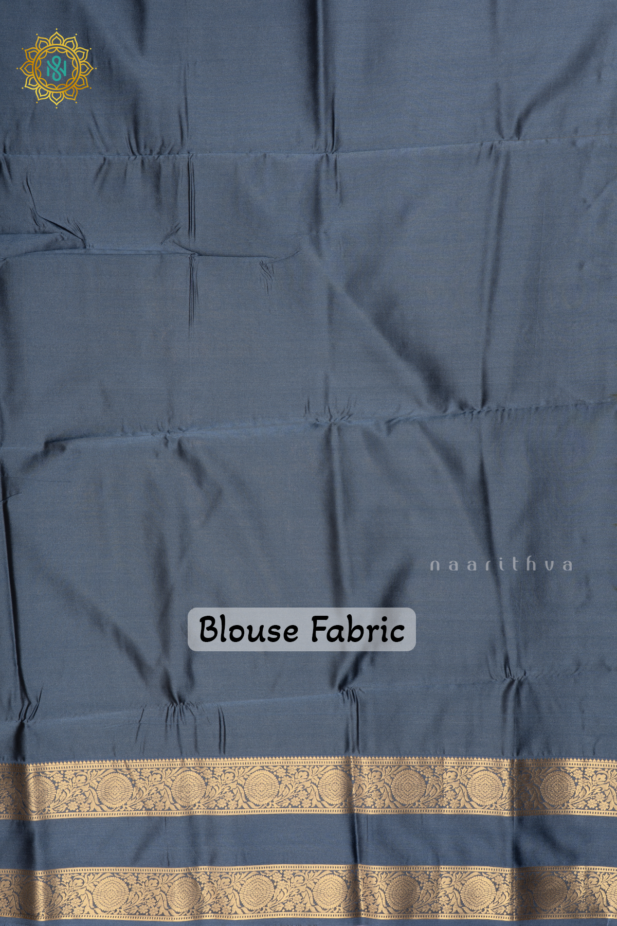 YELLOW WITH GREYISH BLUE - SEMI SOFT SILK SAREE ALLOVER ZARI BUTTAS AND CONTRAST GAP BORDER