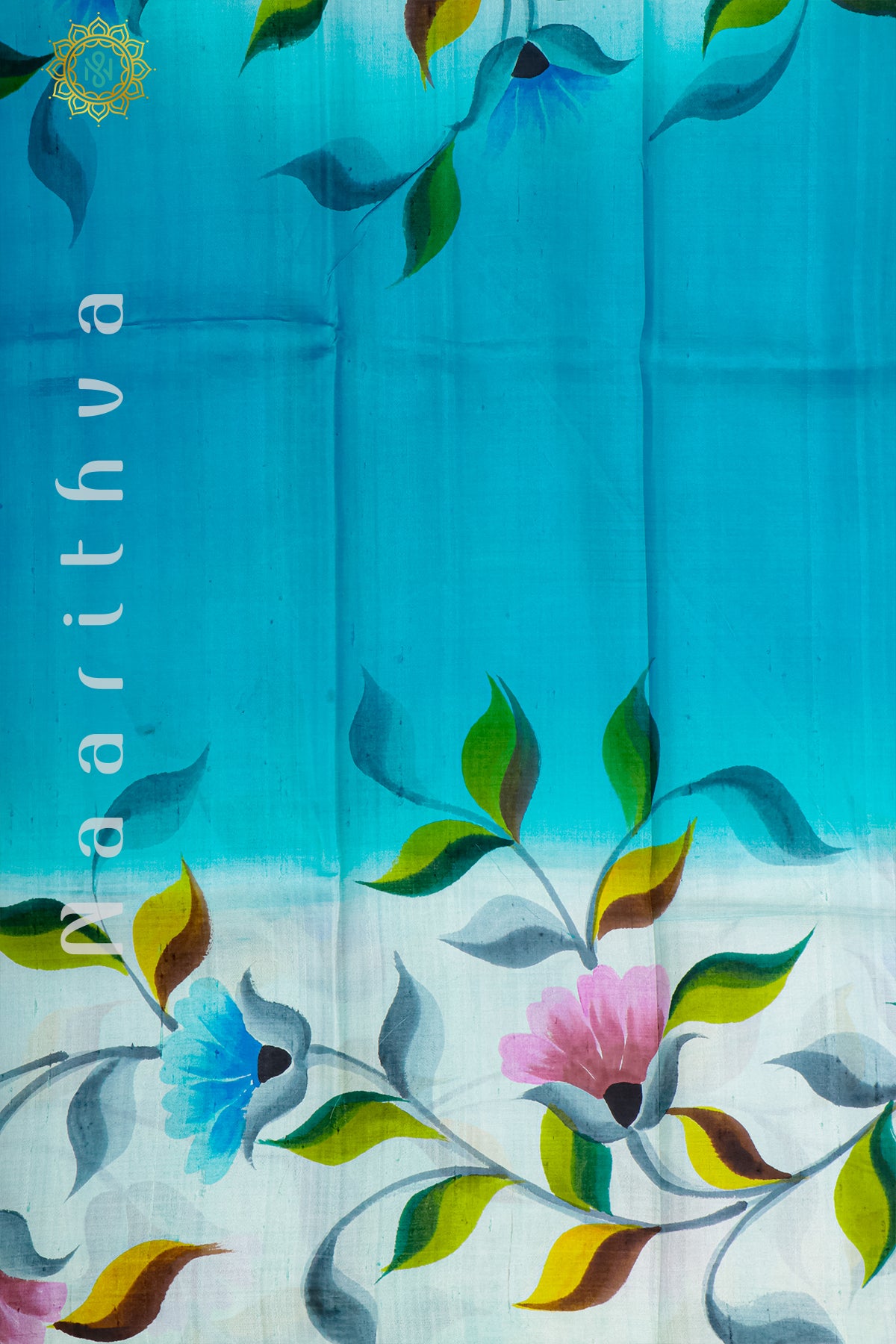 SKY BLUE - PURE HAND PAINTED MULBERRY SILK