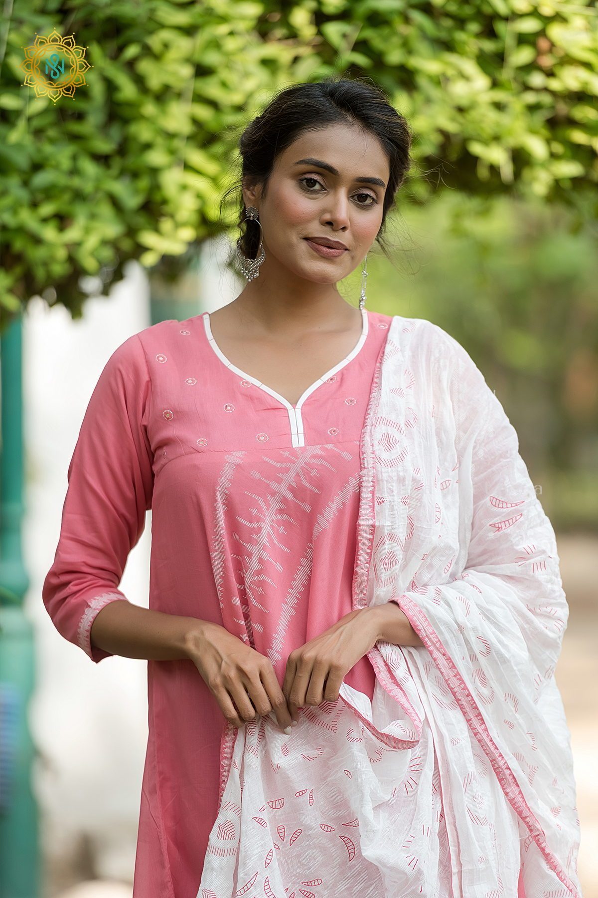 PEACH - COTTON SALWAR SUIT WITH TOP, BOTTOM & DUPATTA