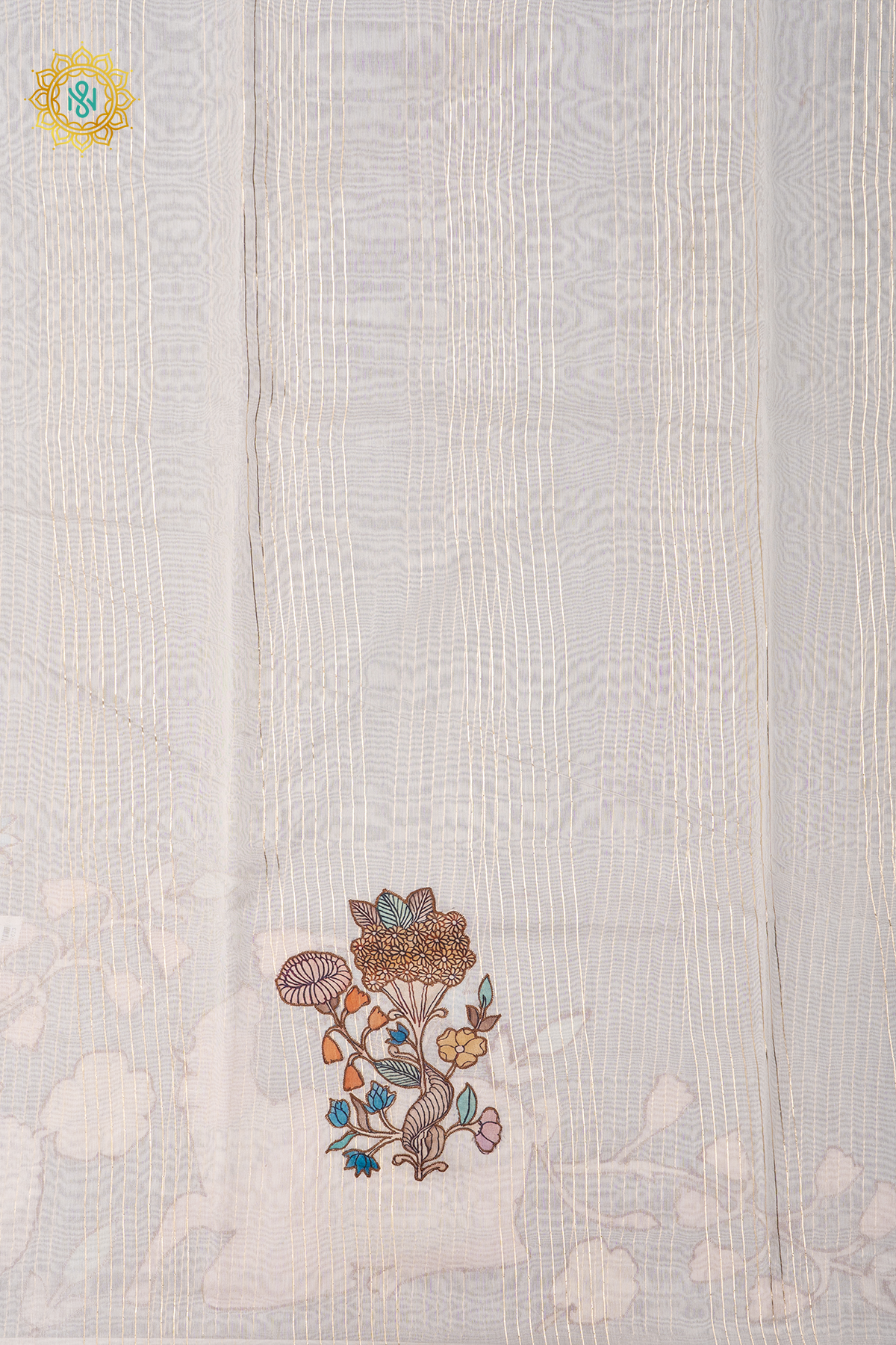 WHITE - CHANDERI COTTON WITH APPLIQUE WORK
