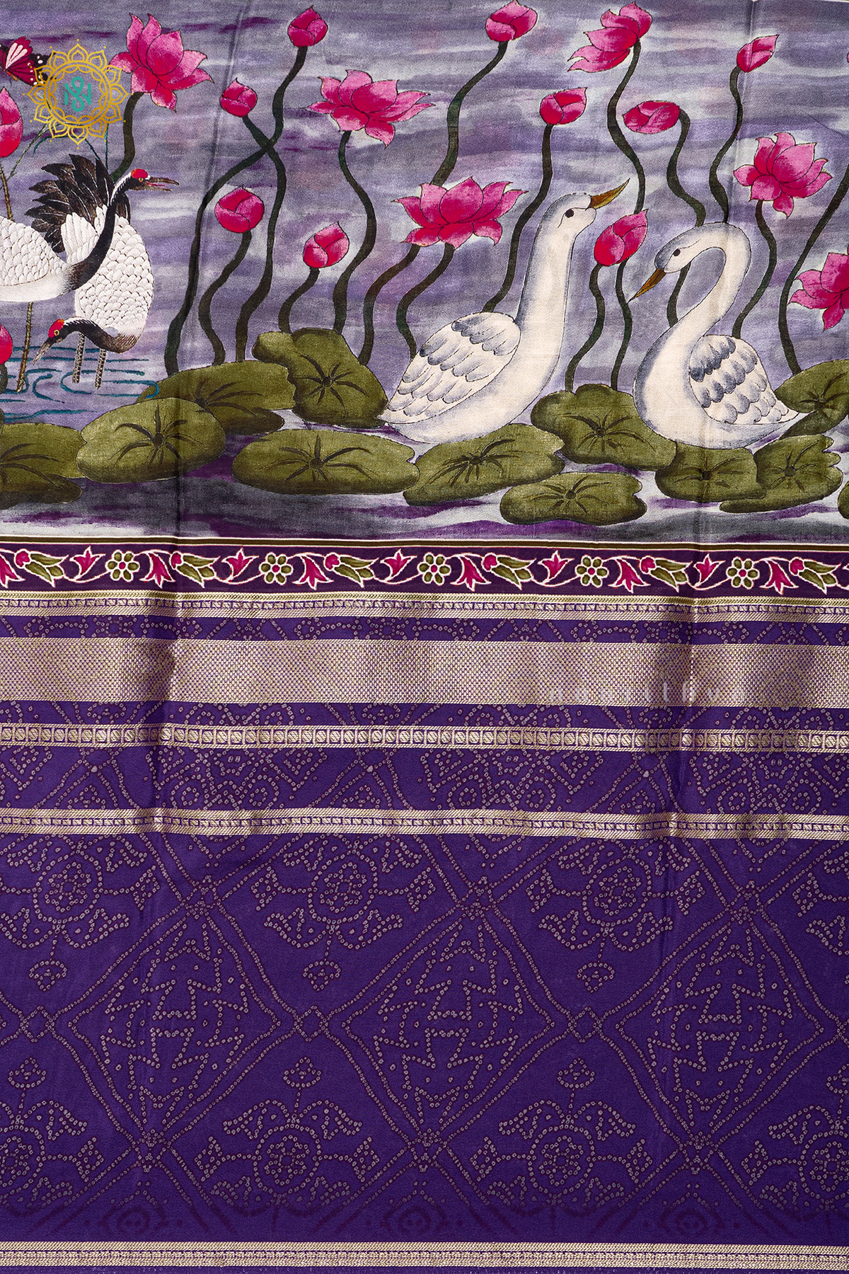 LAVENDER WITH PURPLE - SEMI CREPE SILK