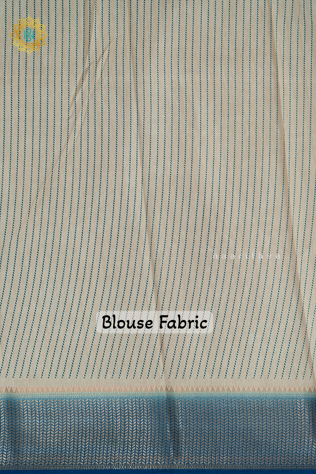 WHITE WITH PEACOCK BLUE - DOLA SILK