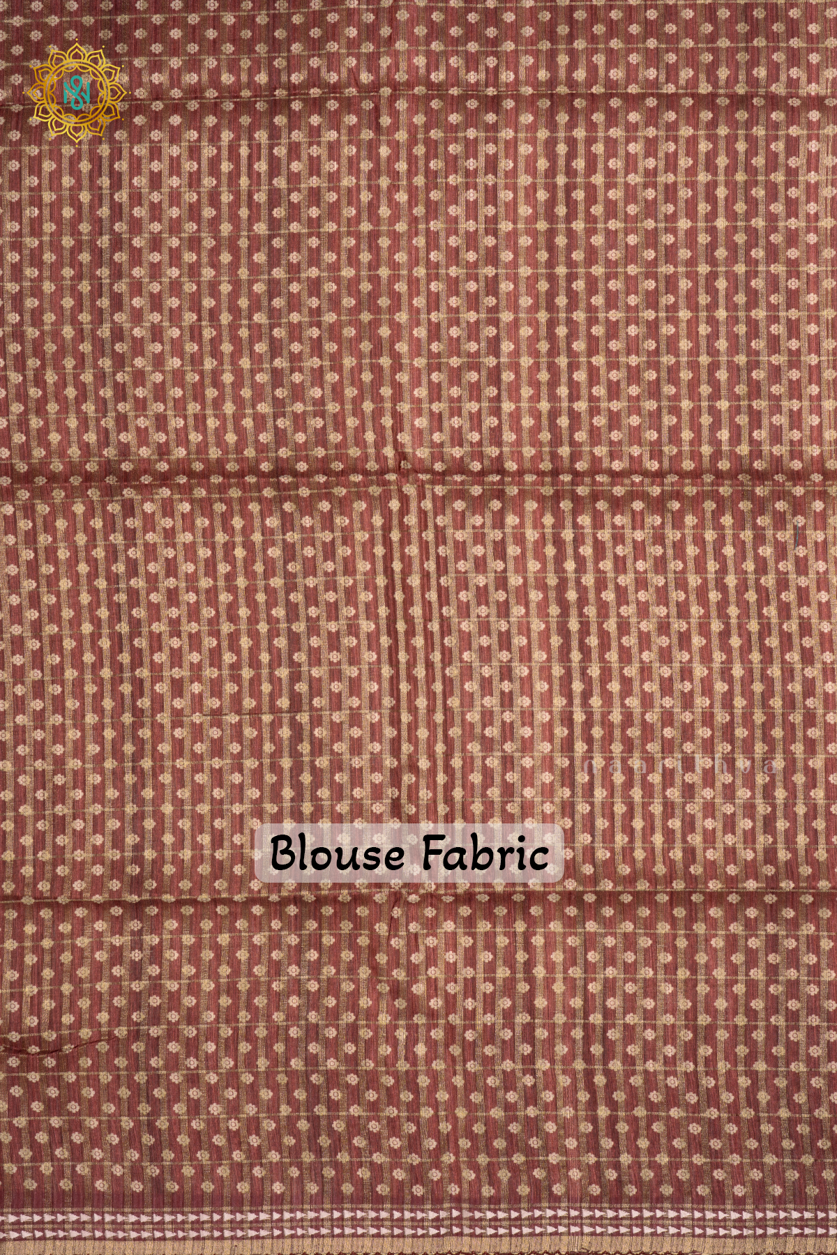 Off White With Brown Semi Tussar Silk Saree with Printed And Zari Striped Body With Thread Woven Tissue Border