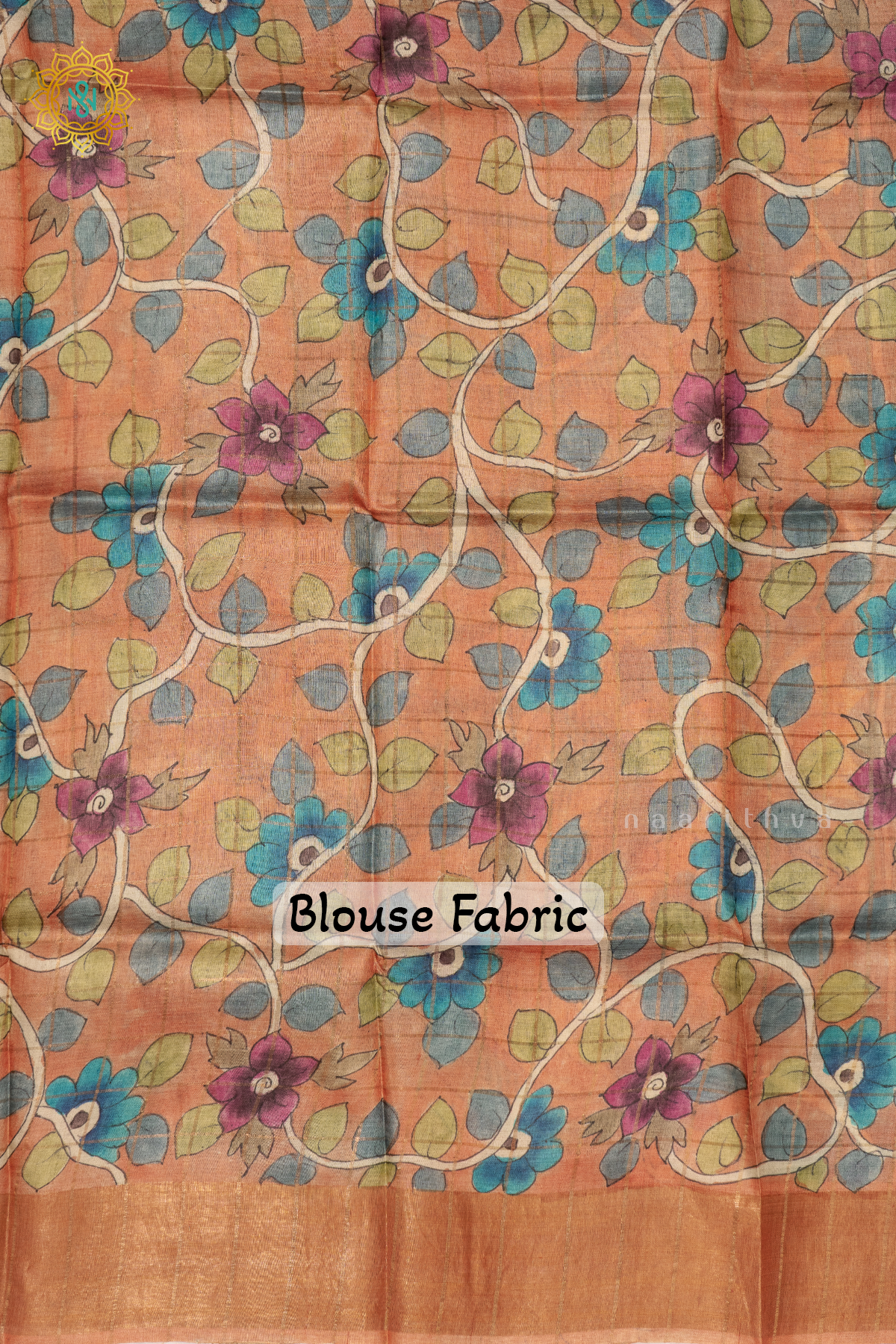 GREEN WITH PEACH - PURE TUSSAR SILK