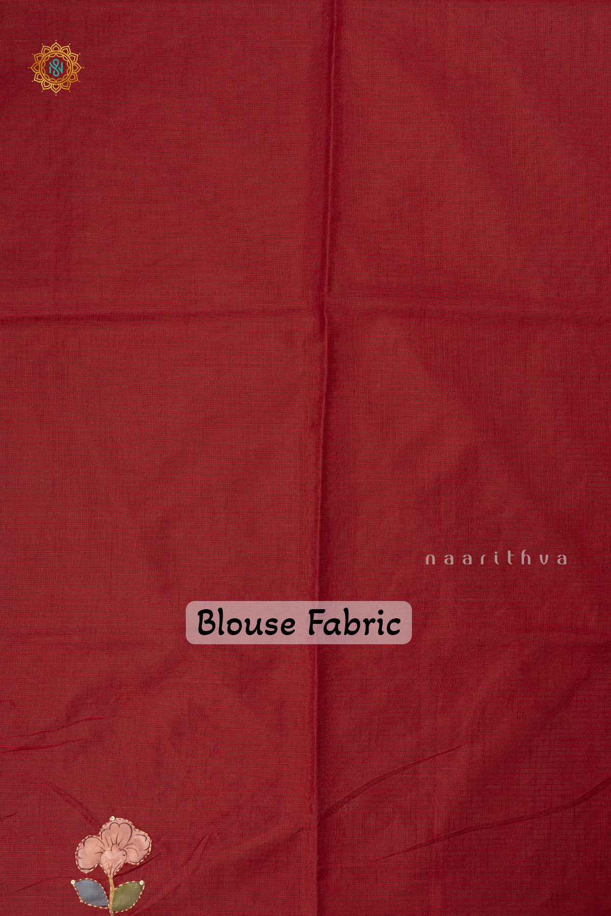 Red Kota Organza With Hand-Painted And Katha Work On The Body