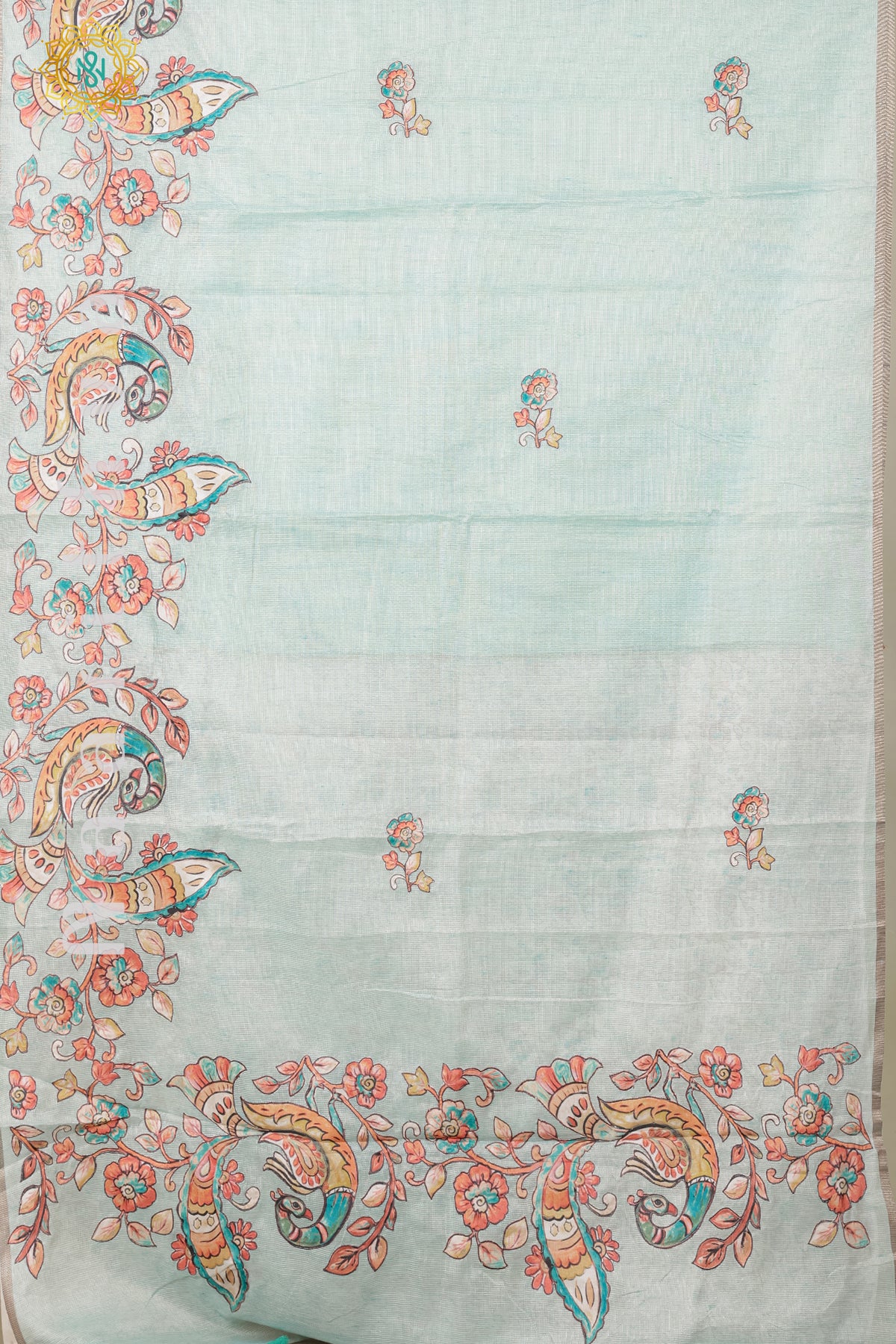 LIGHT BLUE - KOTA TISSUE WITH APPLIQUE WORK