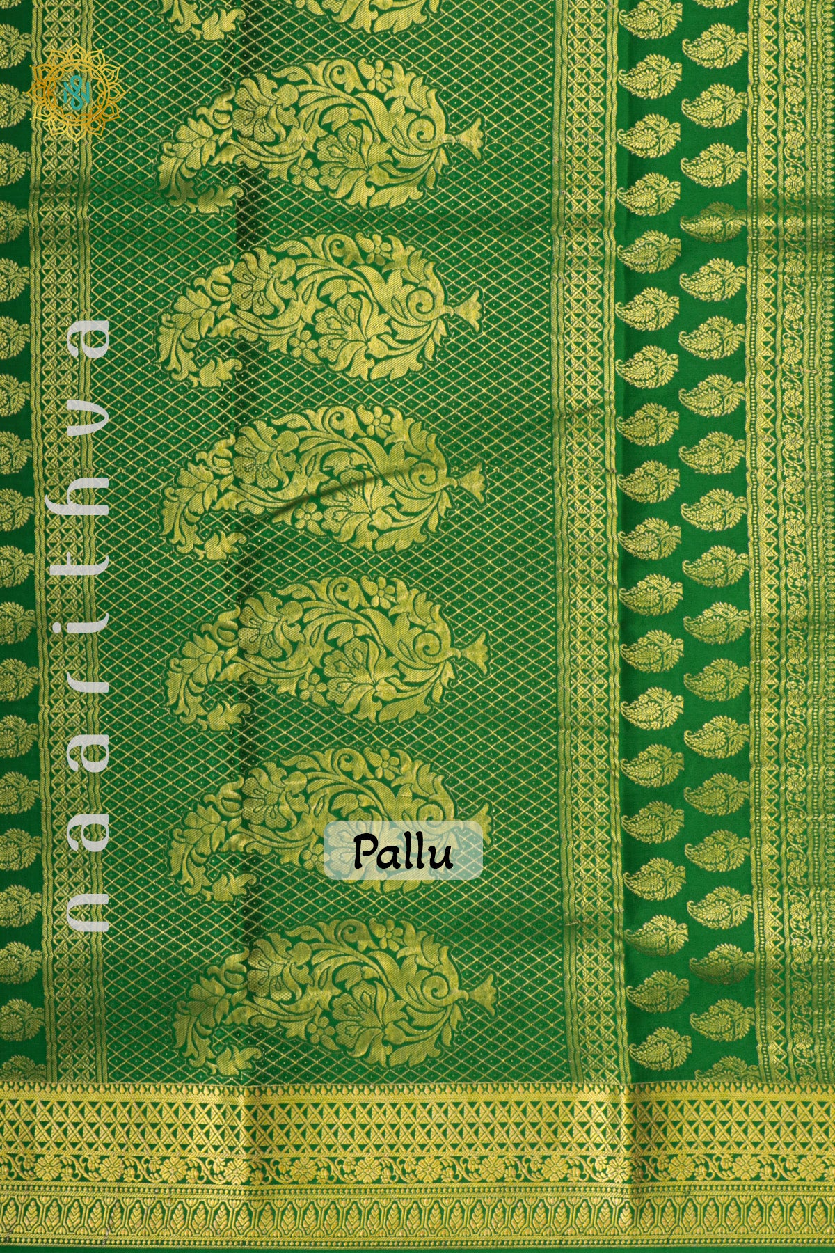 RED WITH GREEN - PURE MYSORE CREPE SILK