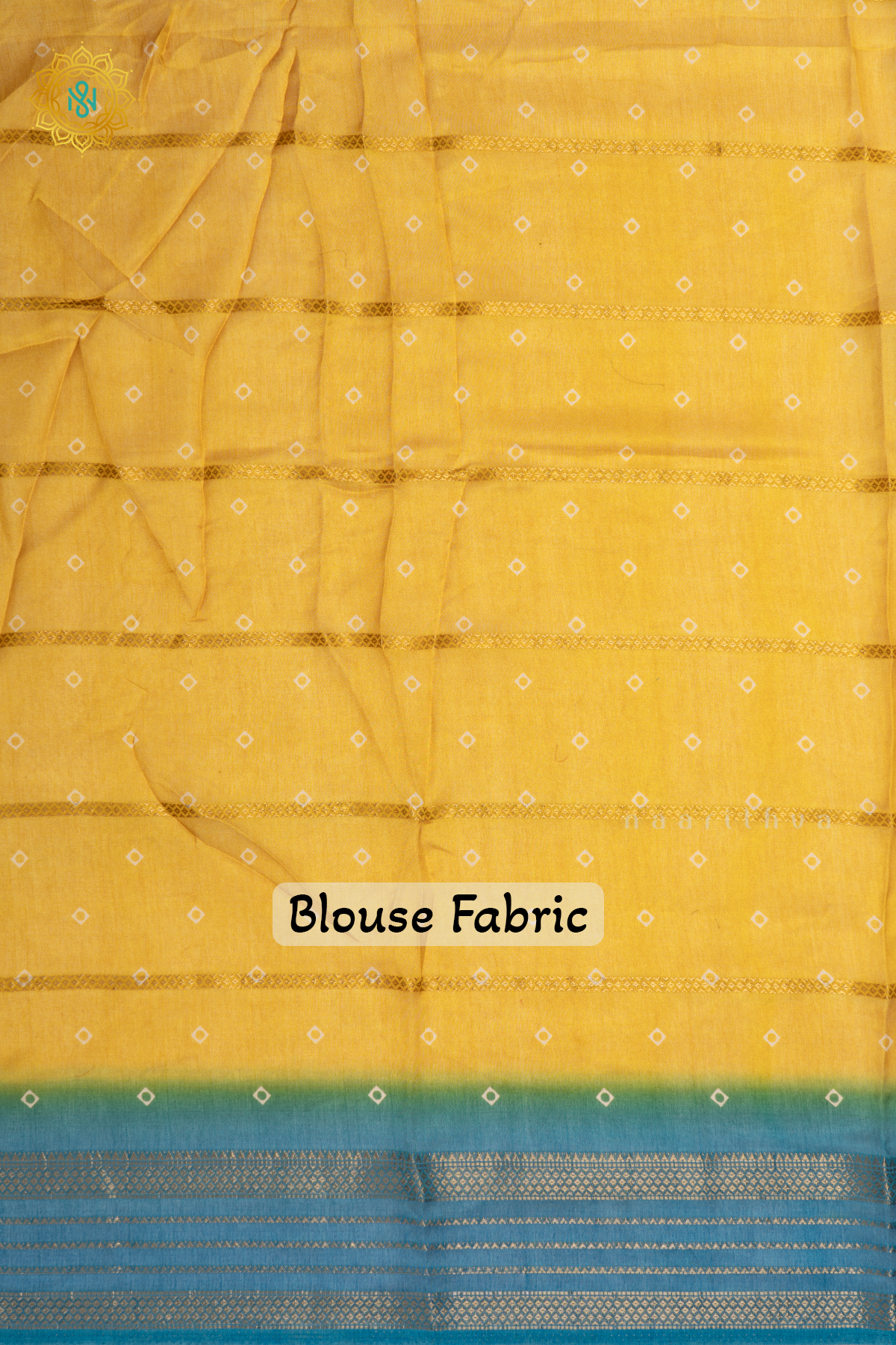 Yellow With Sky Blue Semi Georgette Saree With Zari Stripes & Prints On The Body With Contrast Zari Border