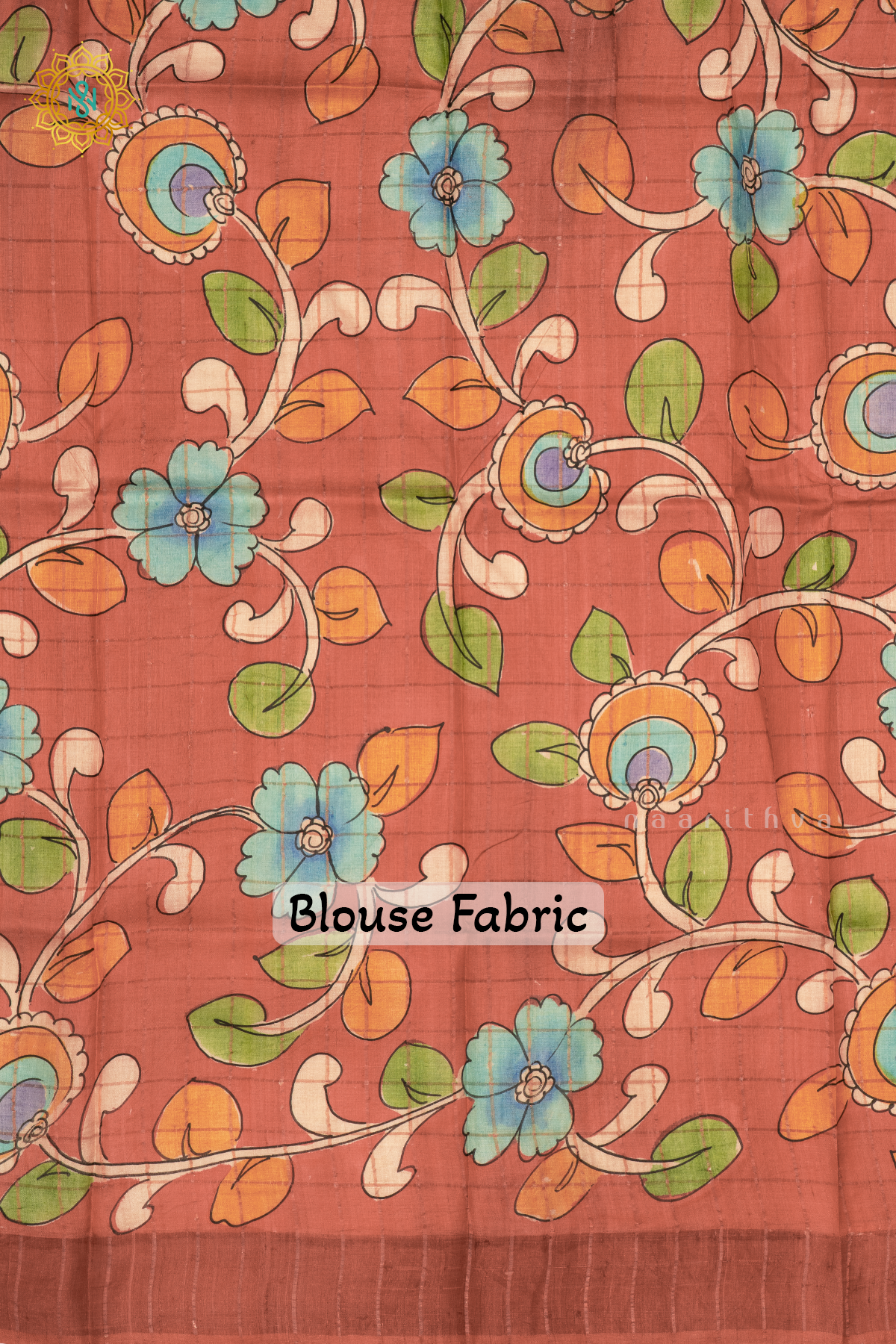 BLUE WITH PEACH - PURE TUSSAR SILK