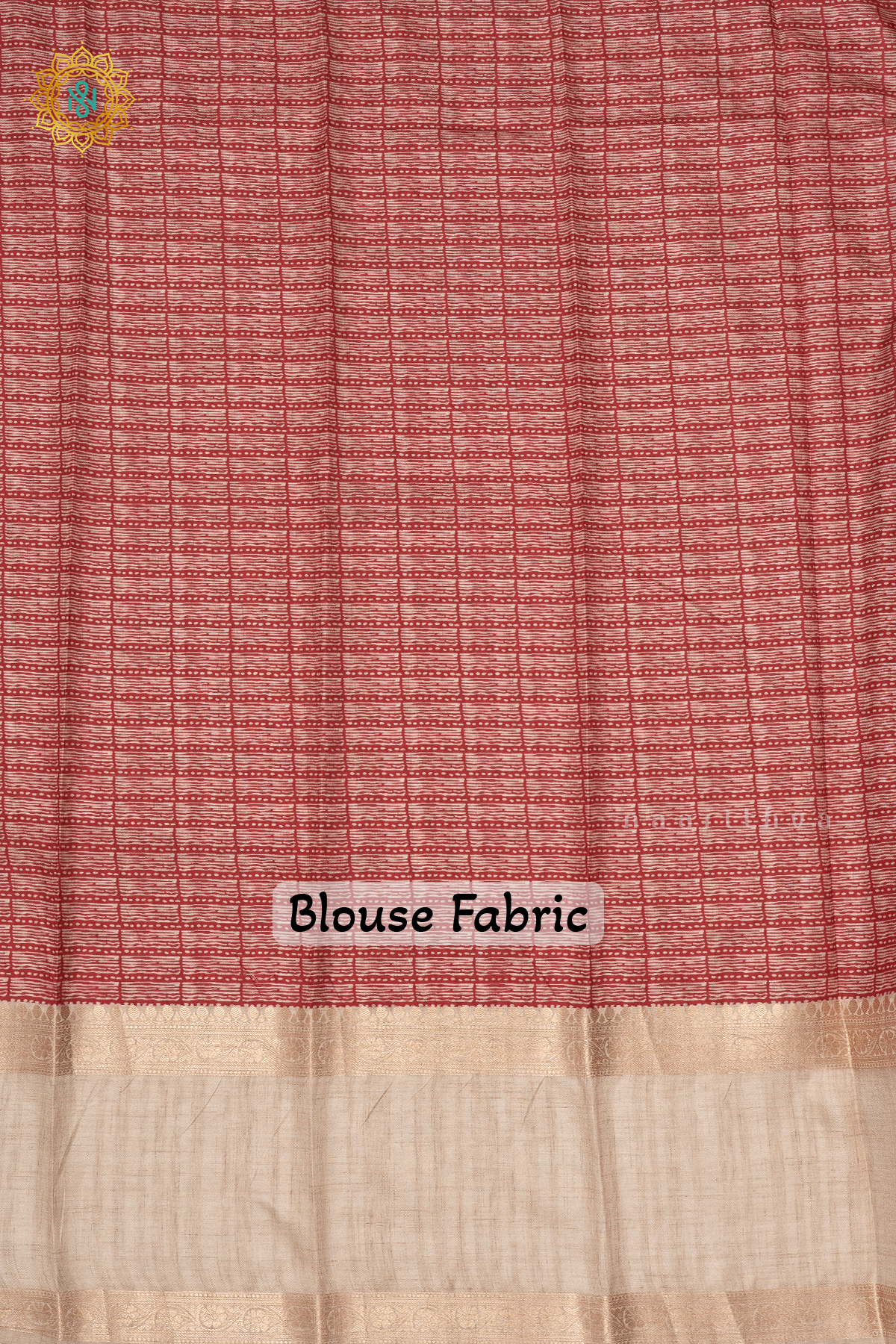 RED WITH BEIGE- SEMI TUSSAR SILK