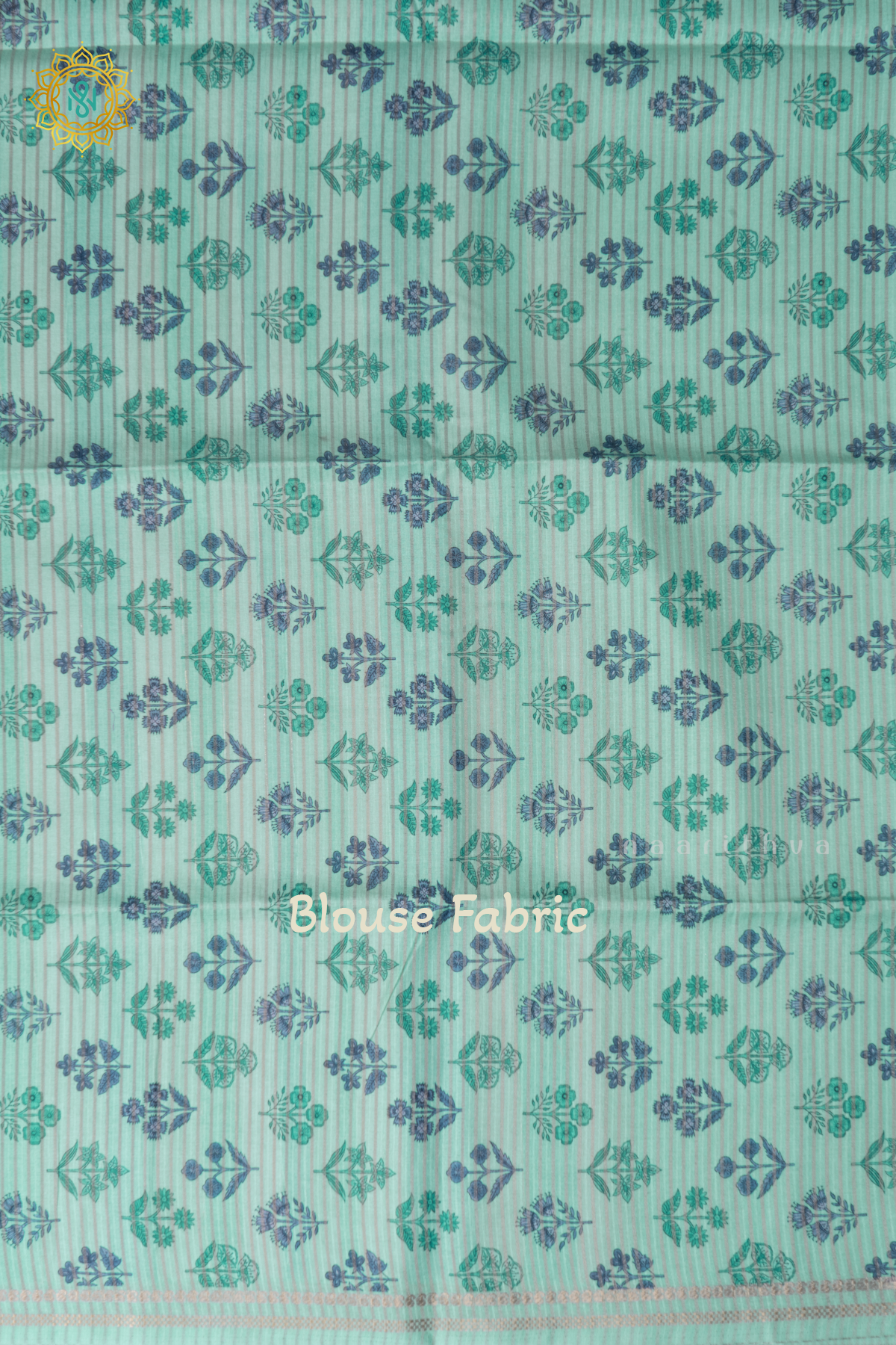 Aqua Green With Blue Semi Tussar Silk Saree With Vertical Stripes & Contrast Pallu
