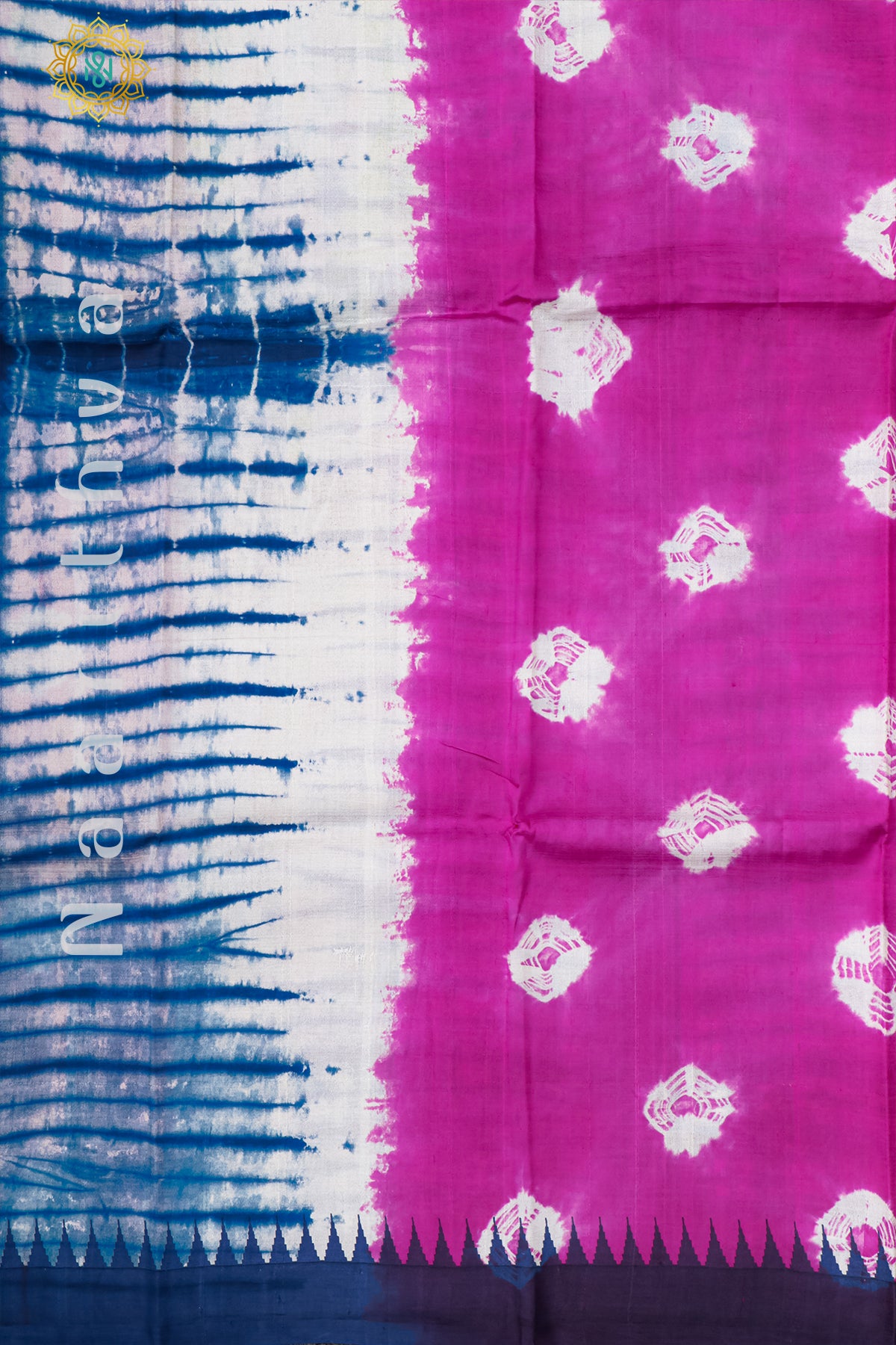 PINK WITH BLUE - PURE MULBERRY SILK WITH DIGITAL PRINT