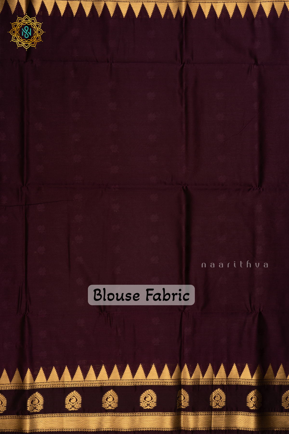 GREY WITH DEEP WINE - SEMI SOFT SILK SAREE ALLOVER ZARI BUTTAS AND CONTRAST TEMPLE RISING GAP BORDER