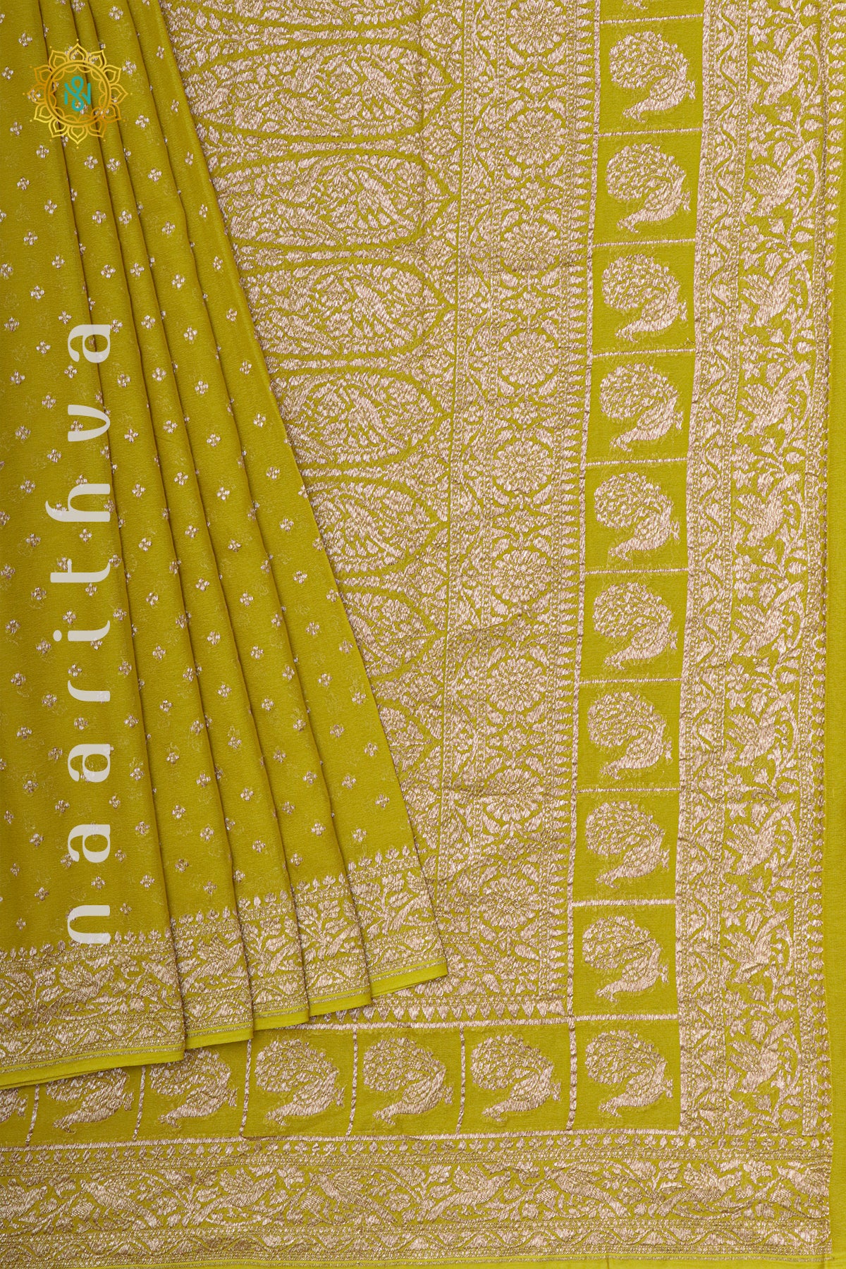 LEMON YELLOW - PURE BANARASI KHADDI GEORGETTE