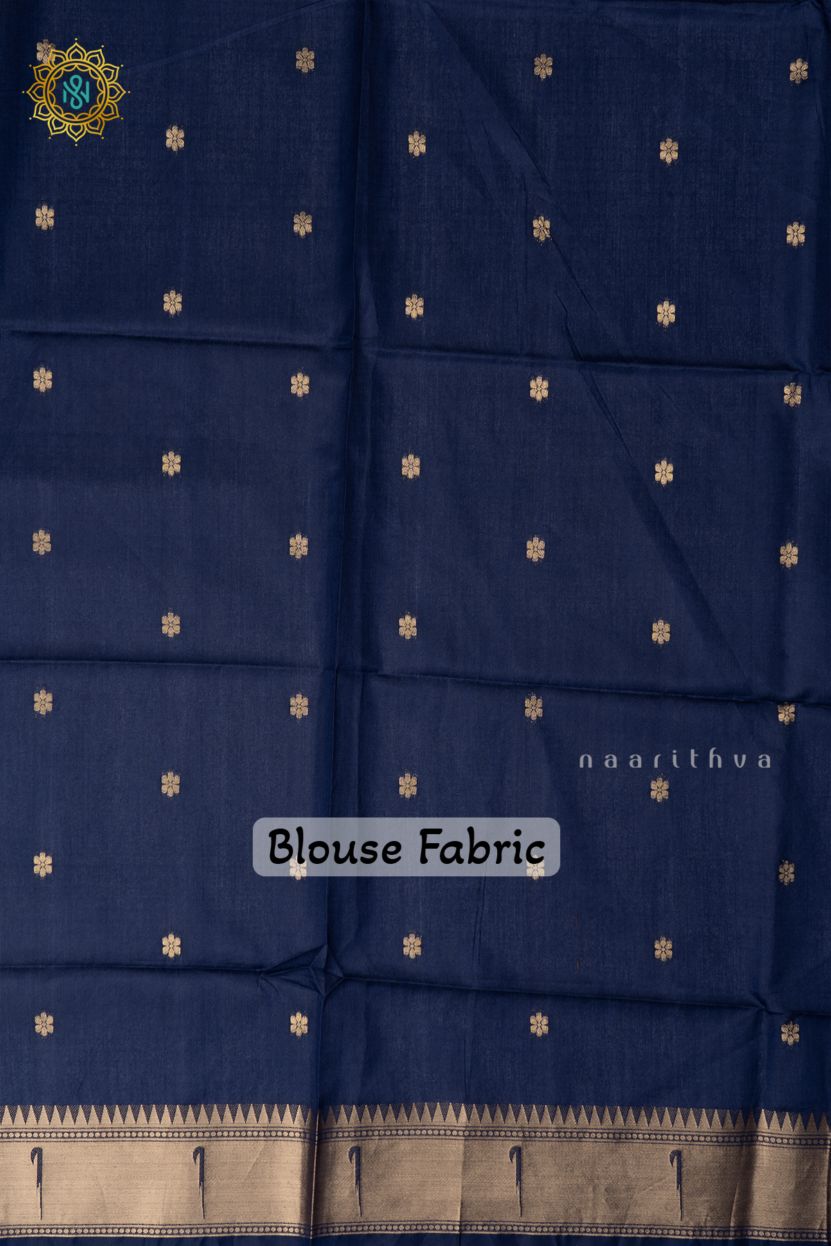 Navy Blue Semi Tussar Silk Saree Zari Buttas On The Body With Paithani Border & Pallu