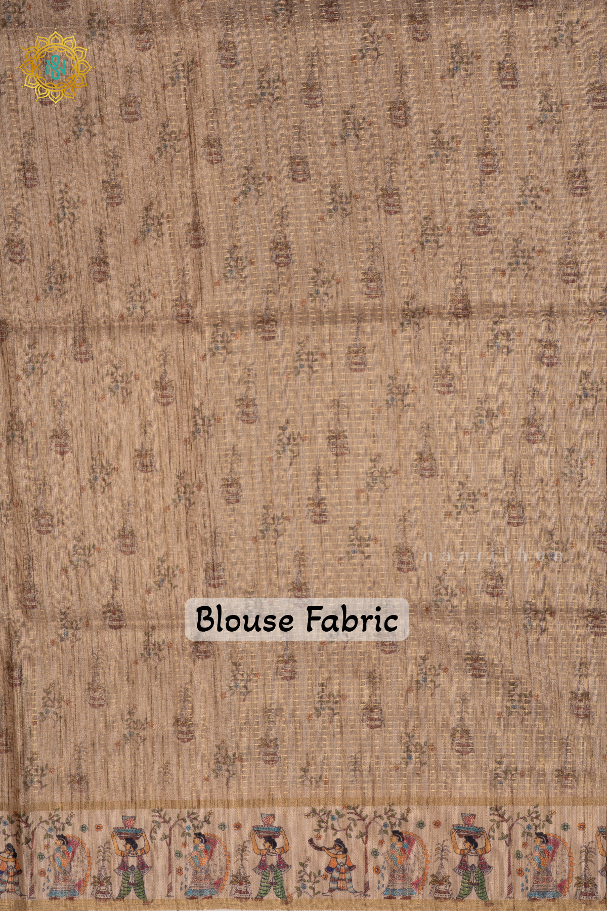 Black Semi Tussar Silk Saree With Zari Stripes And Printed Border