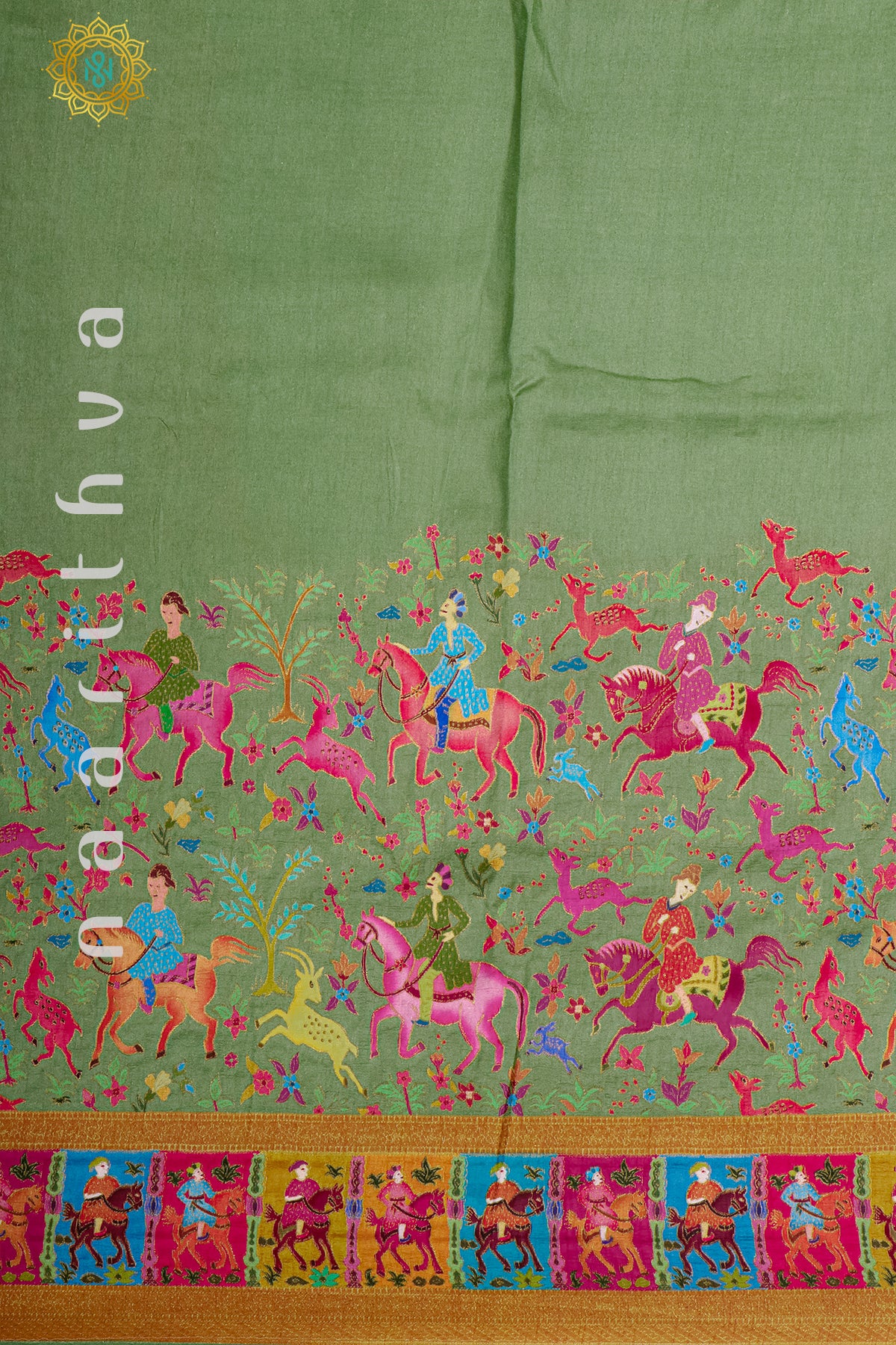 PISTA GREEN WITH PINK - DOLA SILK