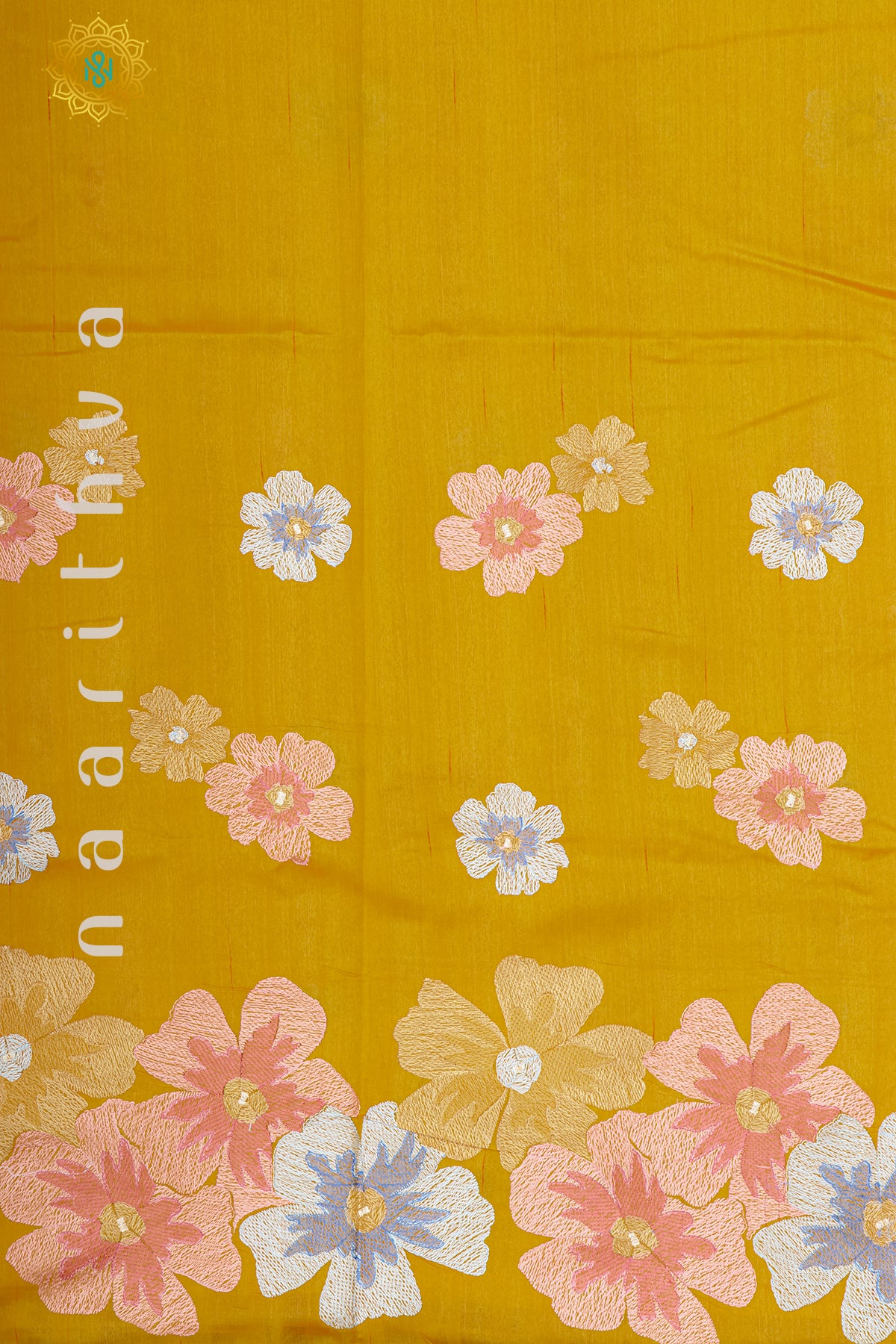 YELLOW - SEMI TUSSAR SILK WITH EMBROIDER