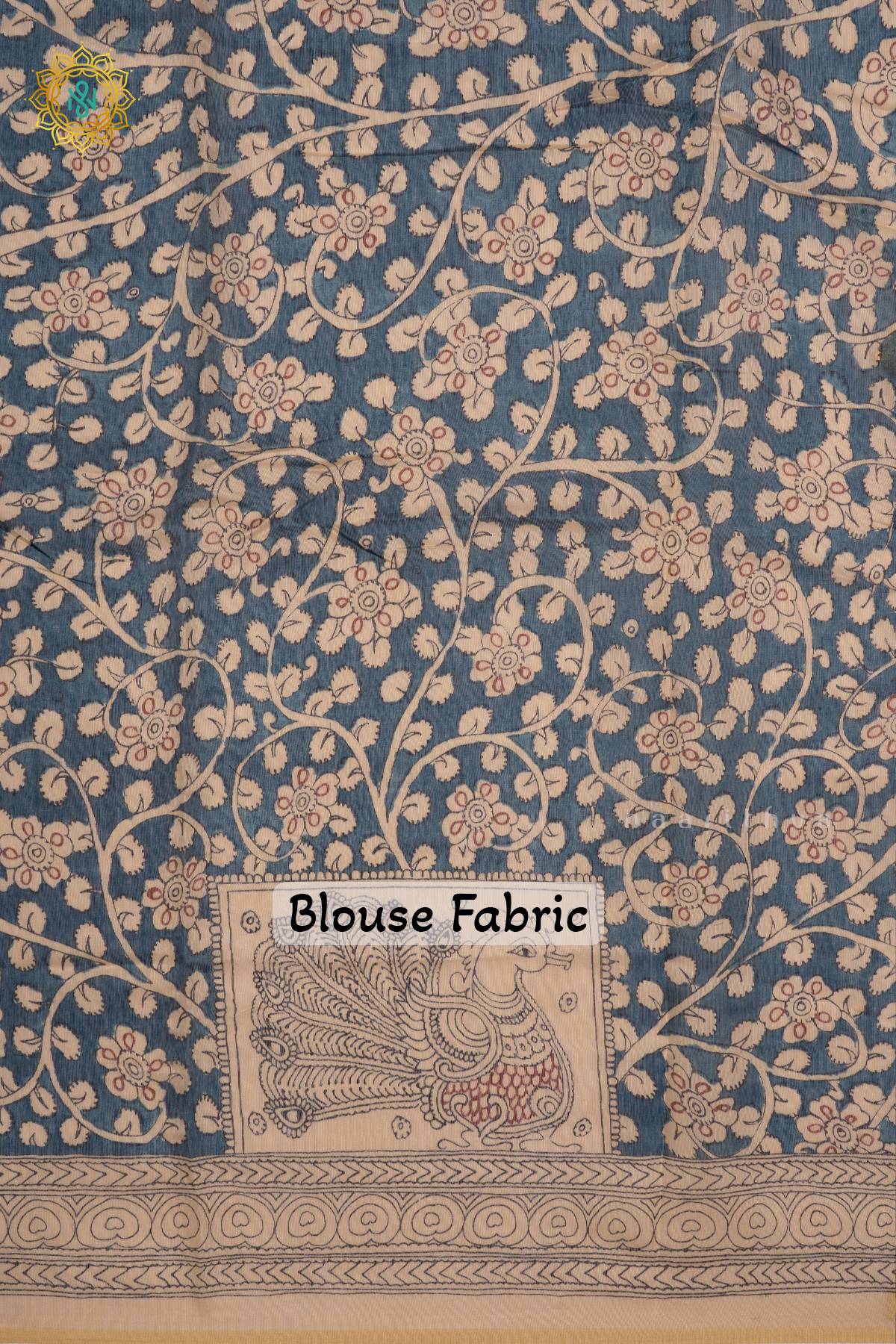 ORANGE WITH BLUE AND OFF WHITE - LINEN BY COTTON