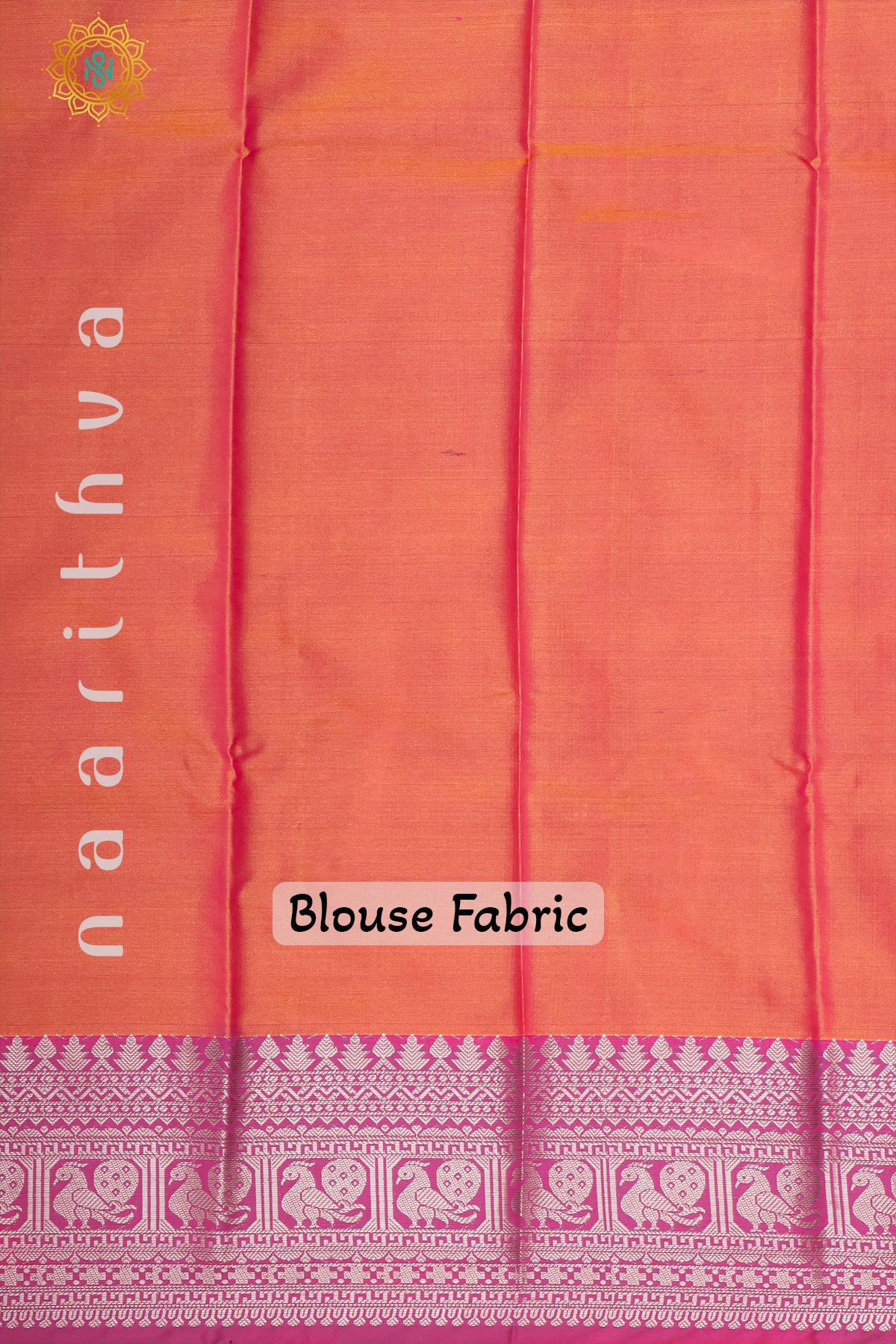 GREEN WITH PINK & ORANGE - SILK COTTON