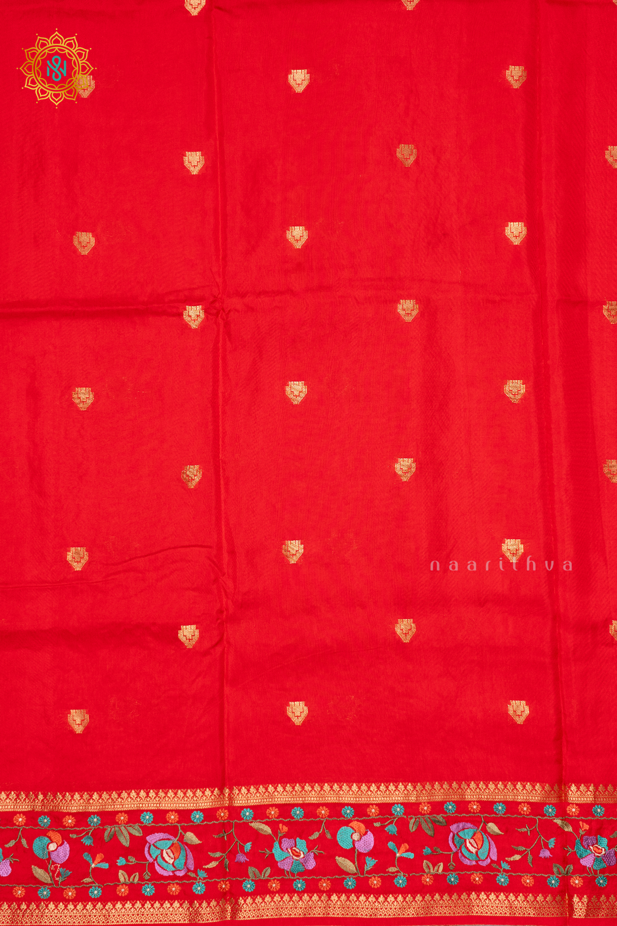 RED - SEMI CREPE SILK WITH EMBROIDERY