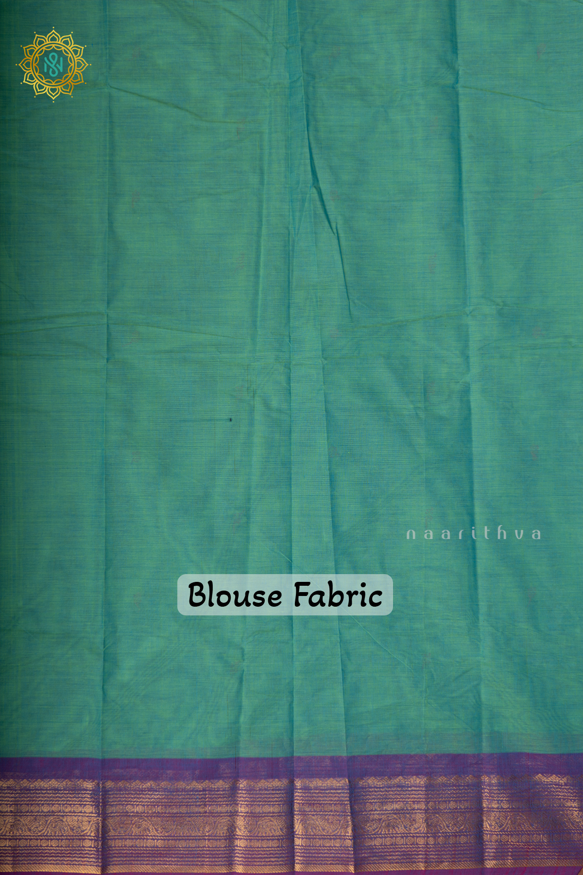 Aqua Green With Dual Shade Of Magenta Chettinad Cotton Saree With Thread Woven Buttas & Contrast Border