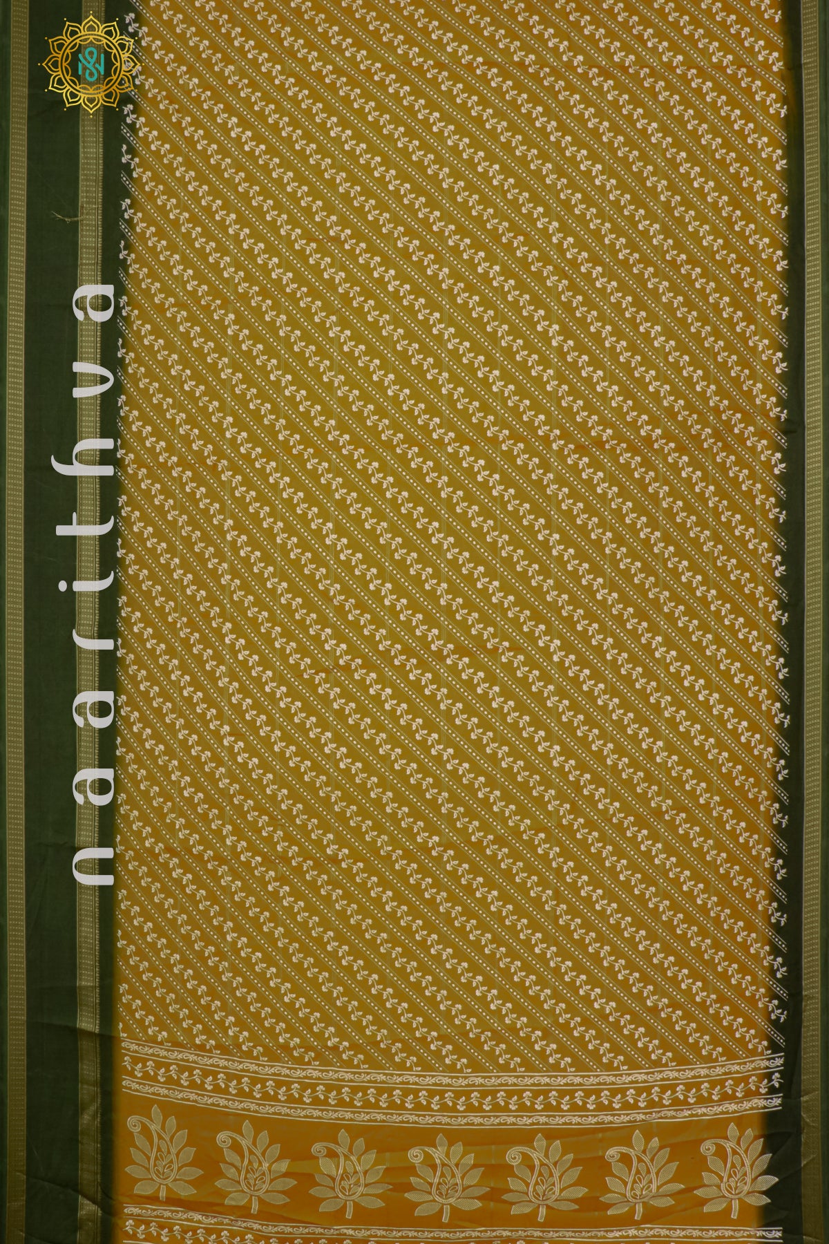 MUSTARD WITH OLIVE GREEN - SEMI GEORGETTE