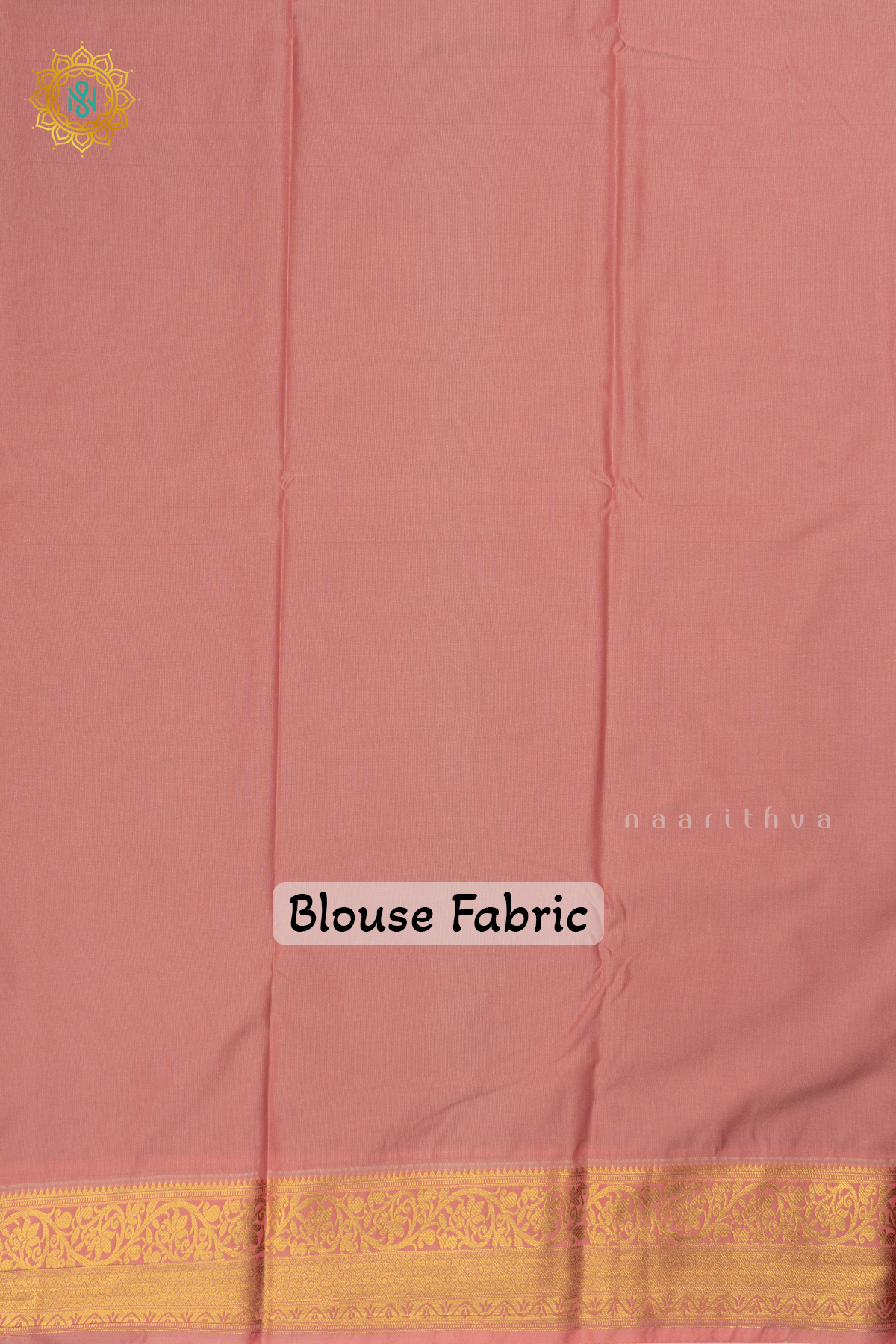 Aqua Green with Peachish Pink Semi Kanchi Saree With Zari Buttas All Over And Contrast Zari Border