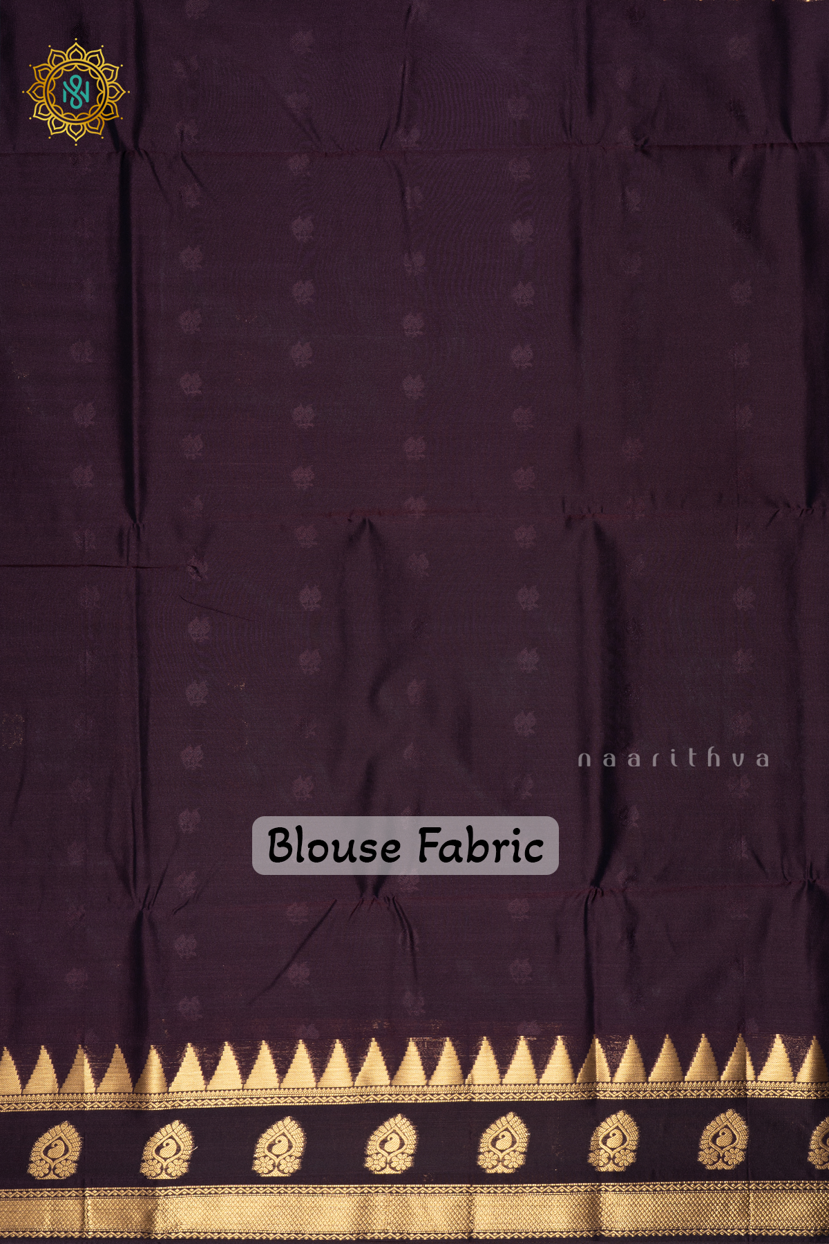 AQUA GREEN WITH DEEP PURPLE - SEMI SOFT SILK SAREE ALLOVER ZARI BUTTAS AND CONTRAST TEMPLE RISING GAP BORDER