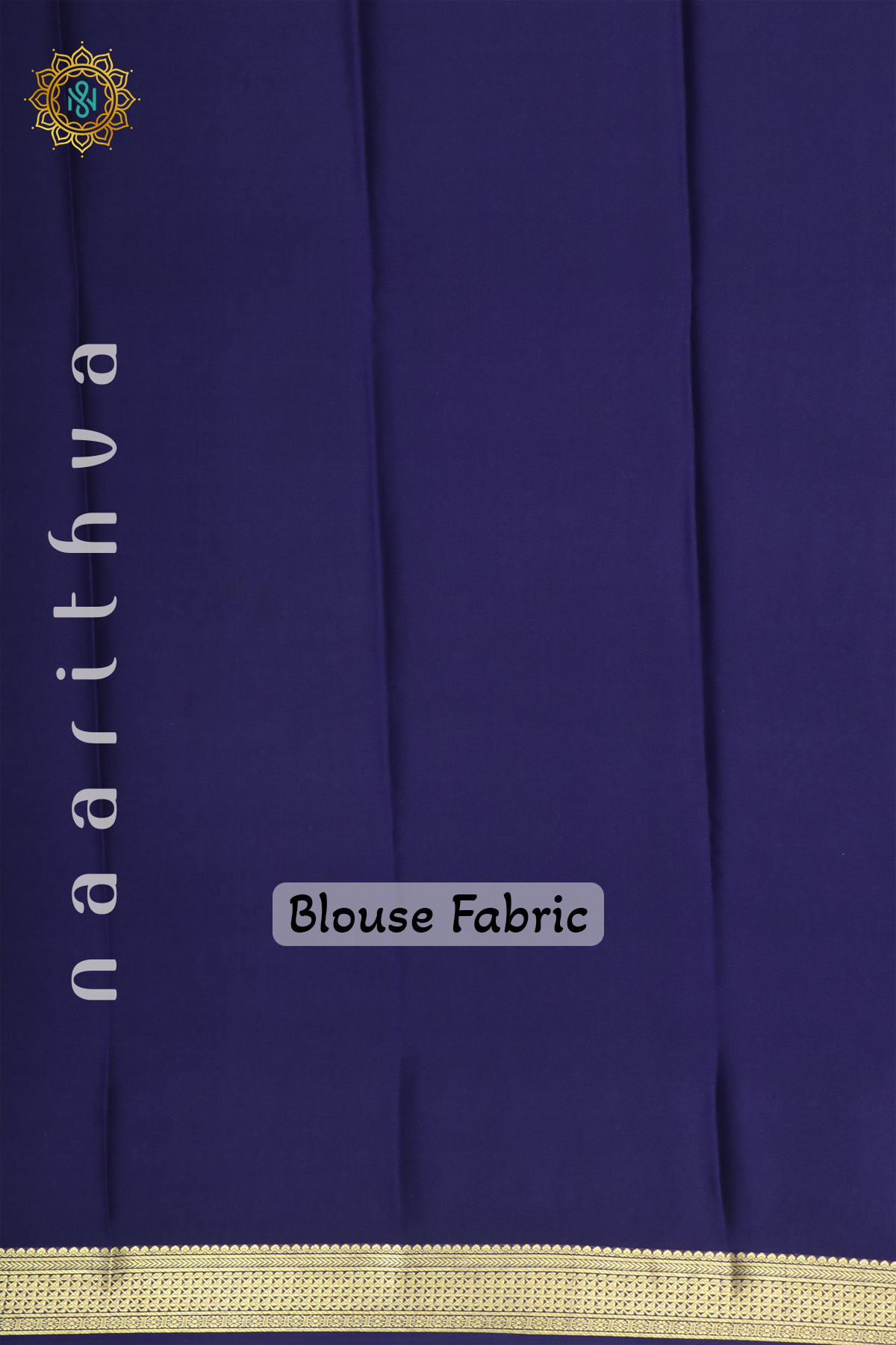 BLUE WITH NAVY BLUE - PURE MYSORE CREPE SILK