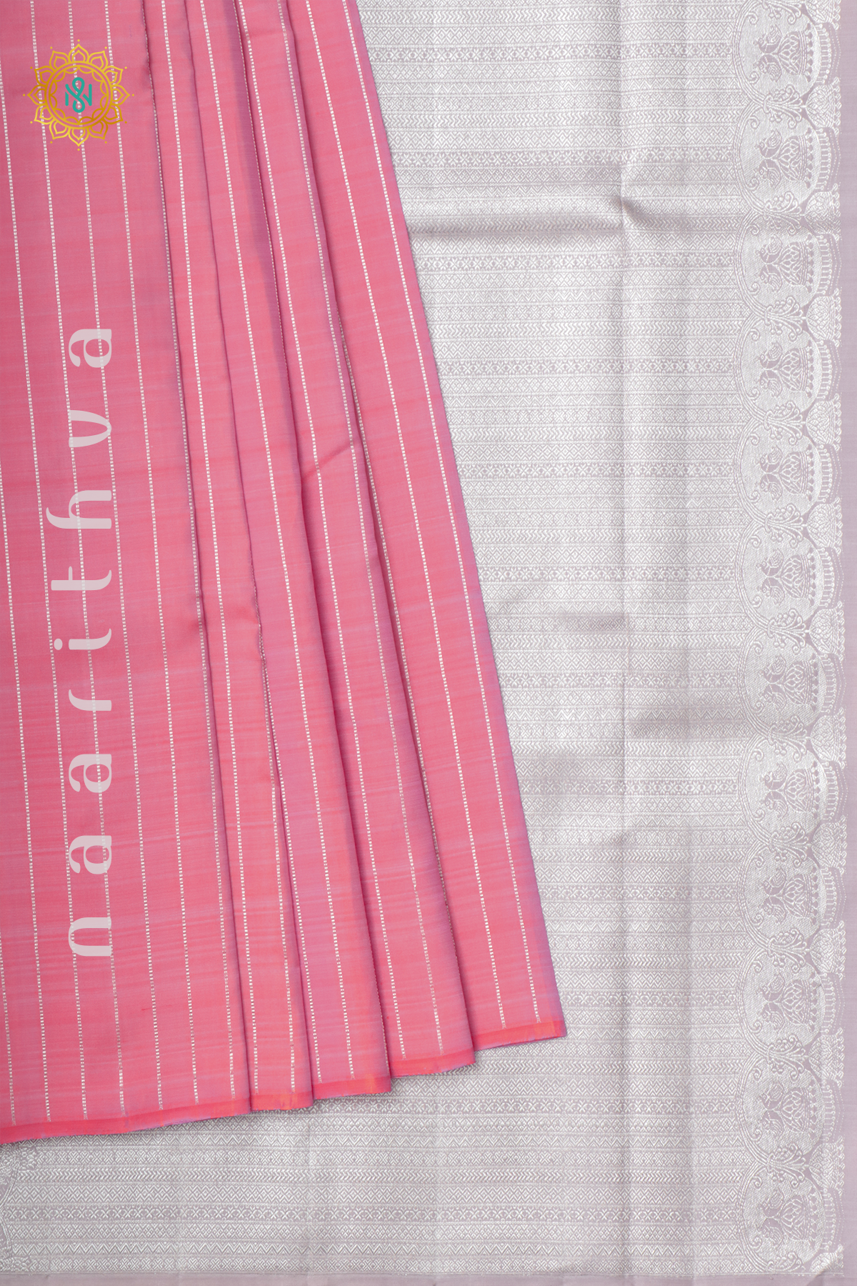 PEACHISH PINK WITH GREY - PURE KANJIVARAM SILK