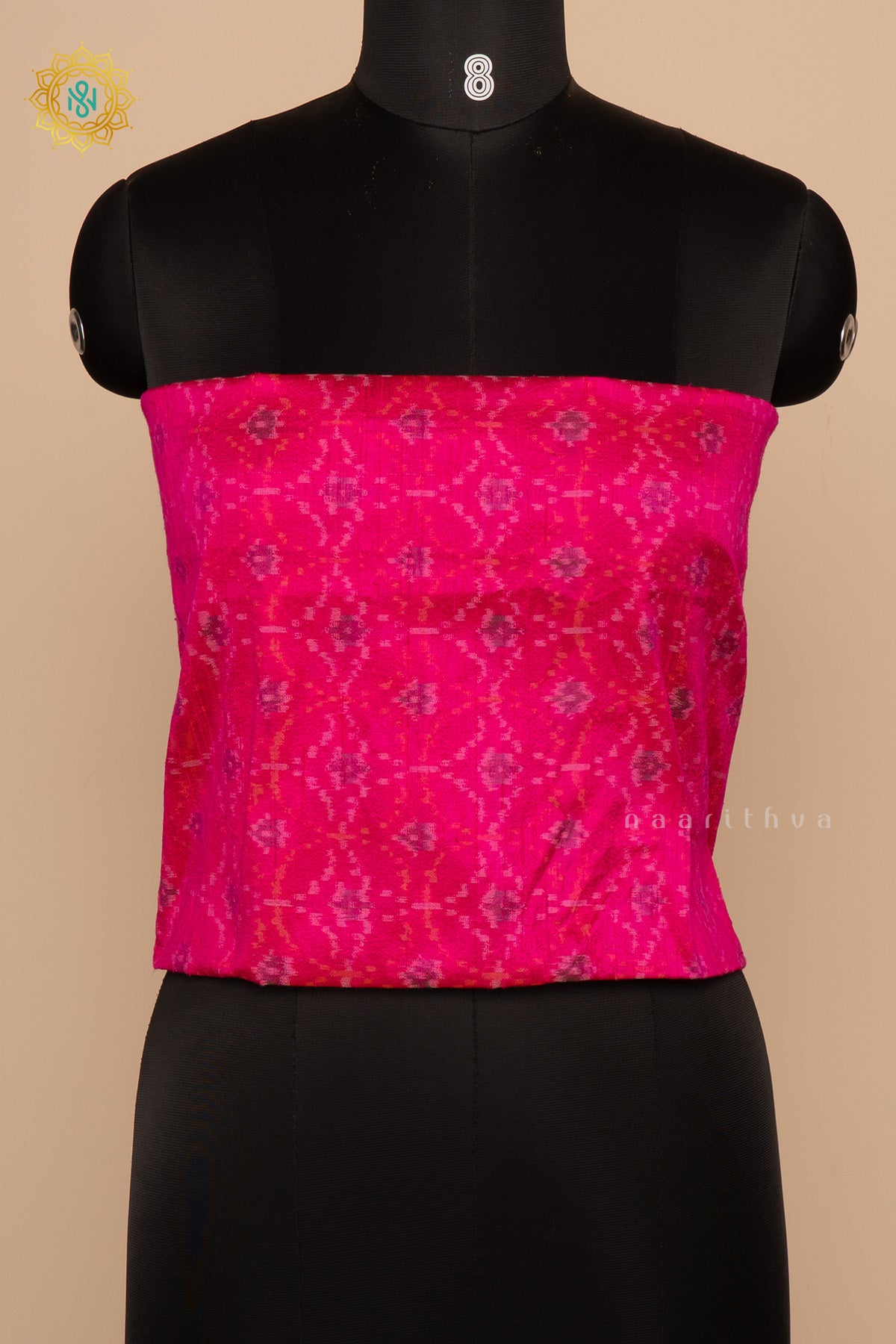 Rani Pink - Ikkat Woven Pure Silk Blouse Fabric