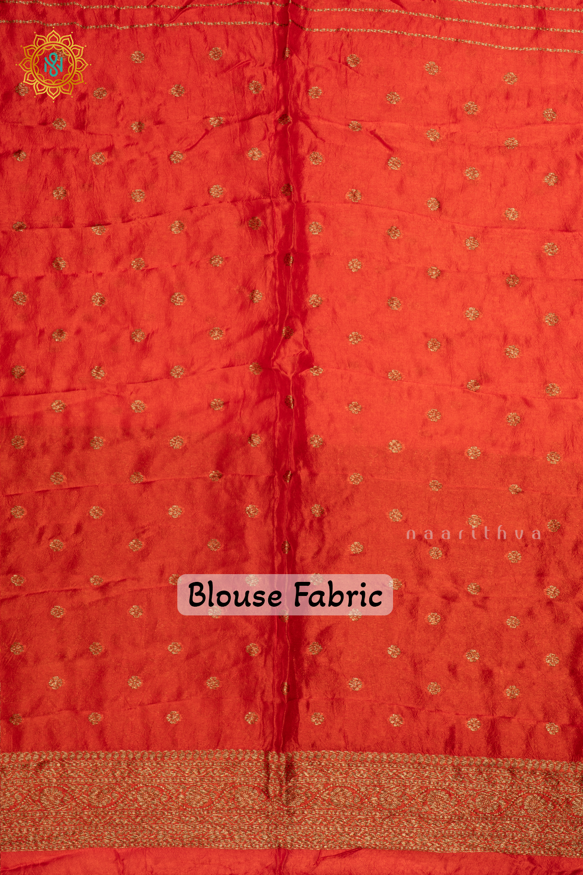 Orange Semi Tussar With Bandhani Tieand Dye