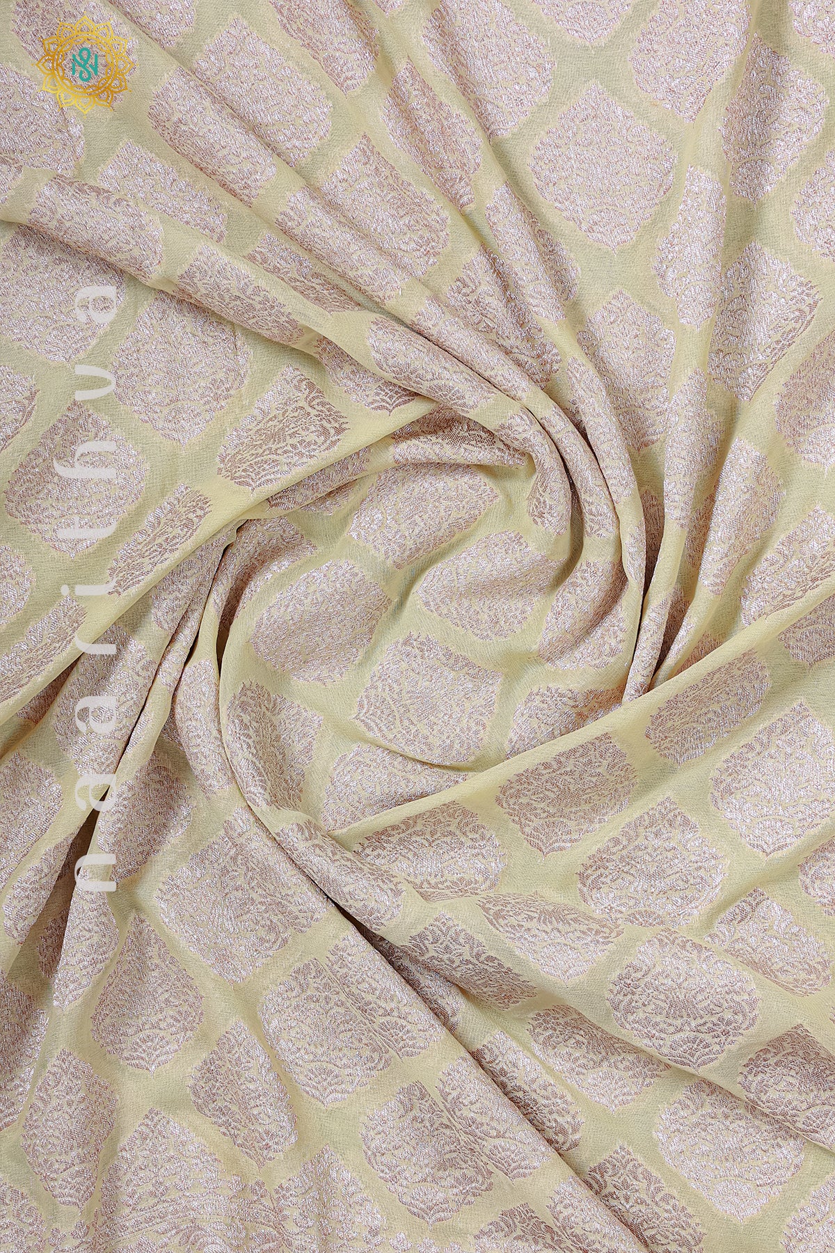 LEMON YELLOW - PURE HANDLOOM KHADDI GEORGETTE BANARAS