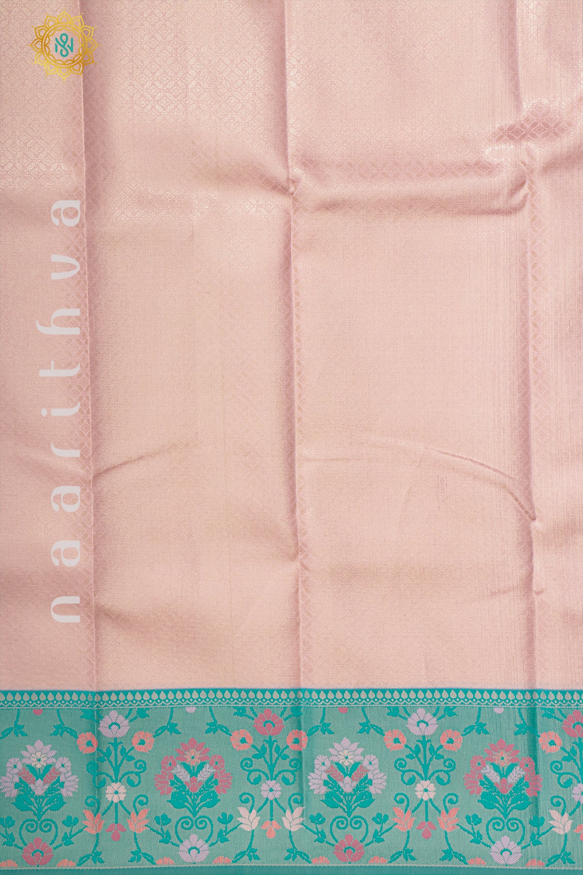 LIGHT PINK WITH CYAN GREEN - SEMI KANCHI