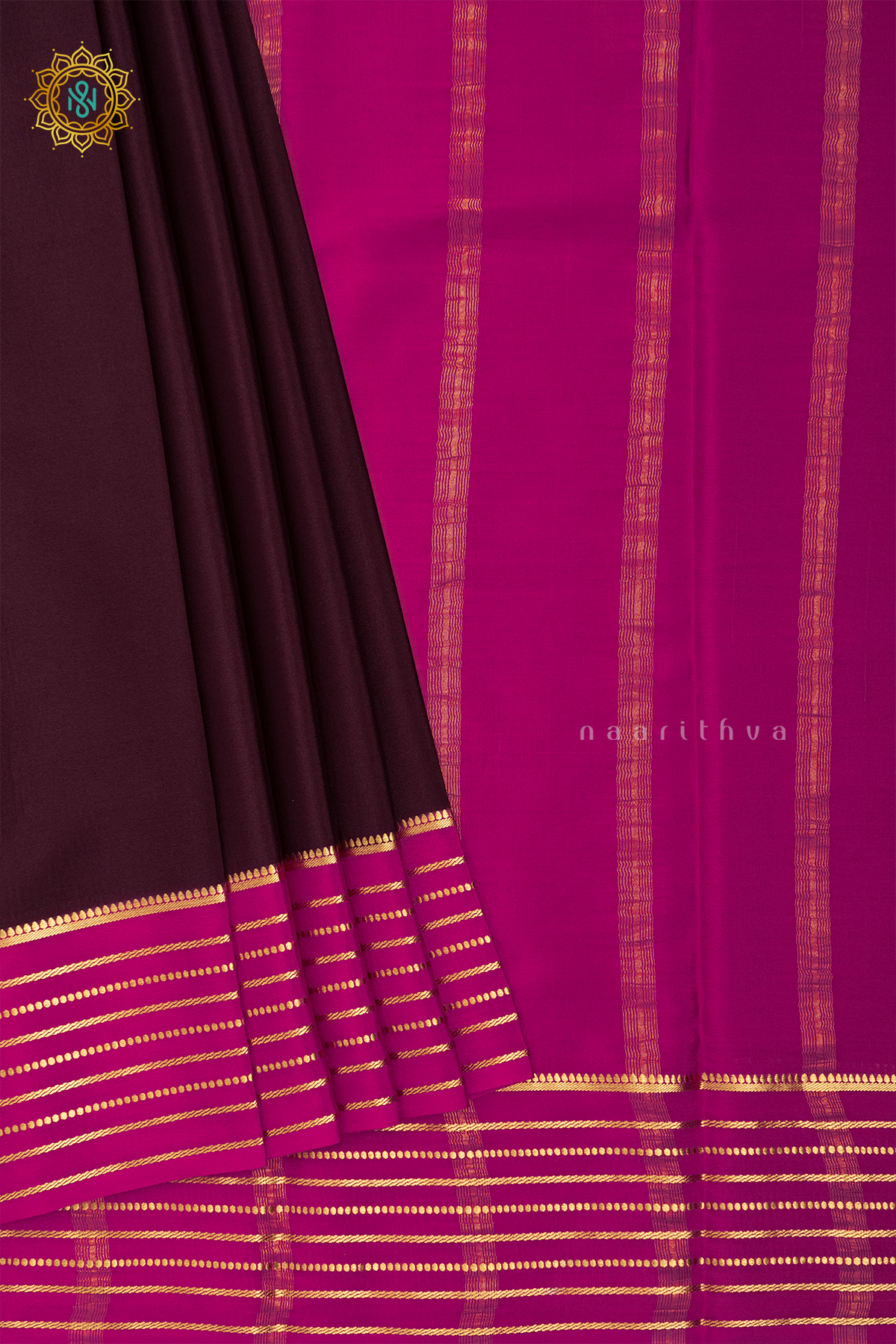 WINE WITH PINK - PURE MYSORE CREPE SILK