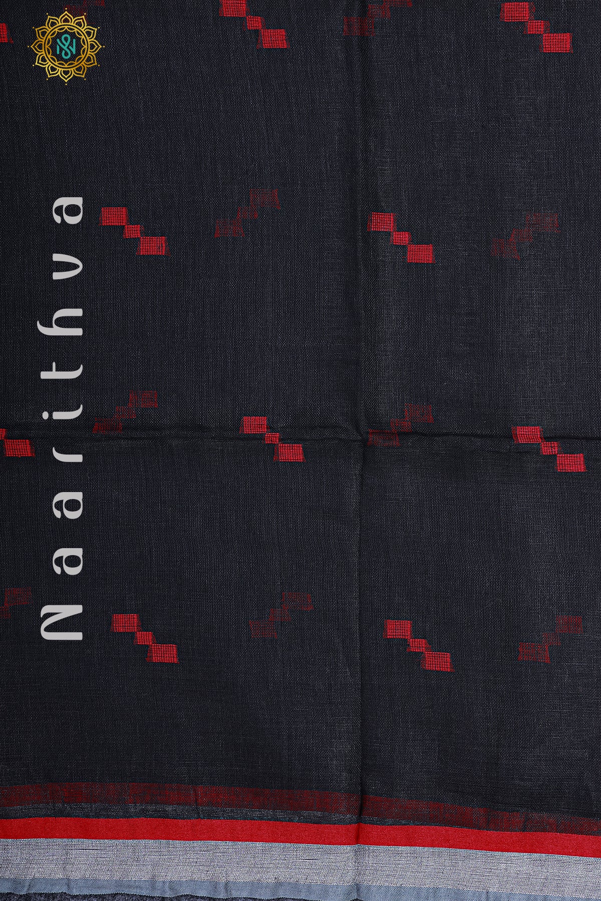 BLACK WITH RED - PURE LINEN