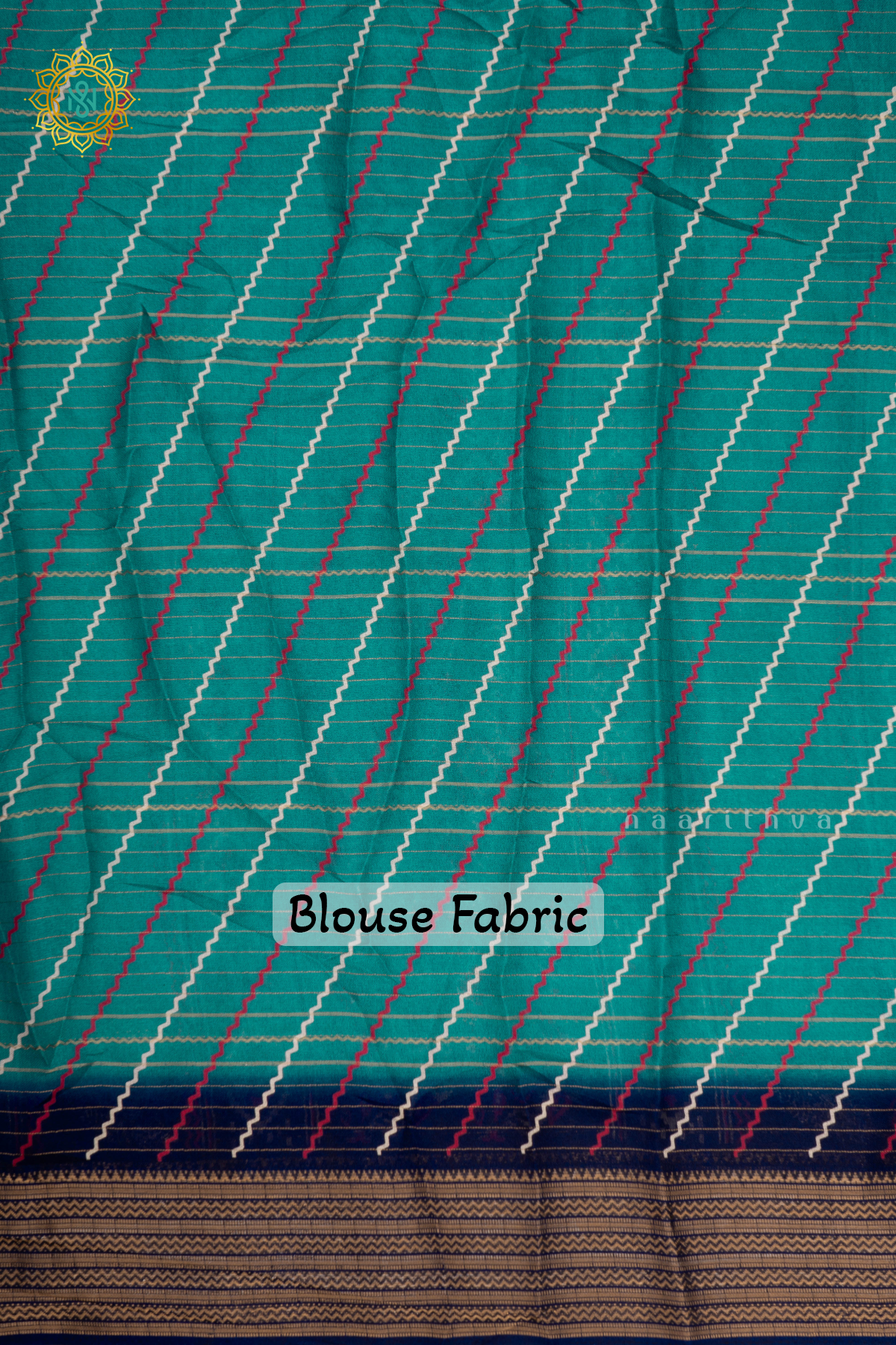 Aqua Blue With Navy Blue Semi Georgette Saree With Zari Stripes On The Body And Contrast Zari Border