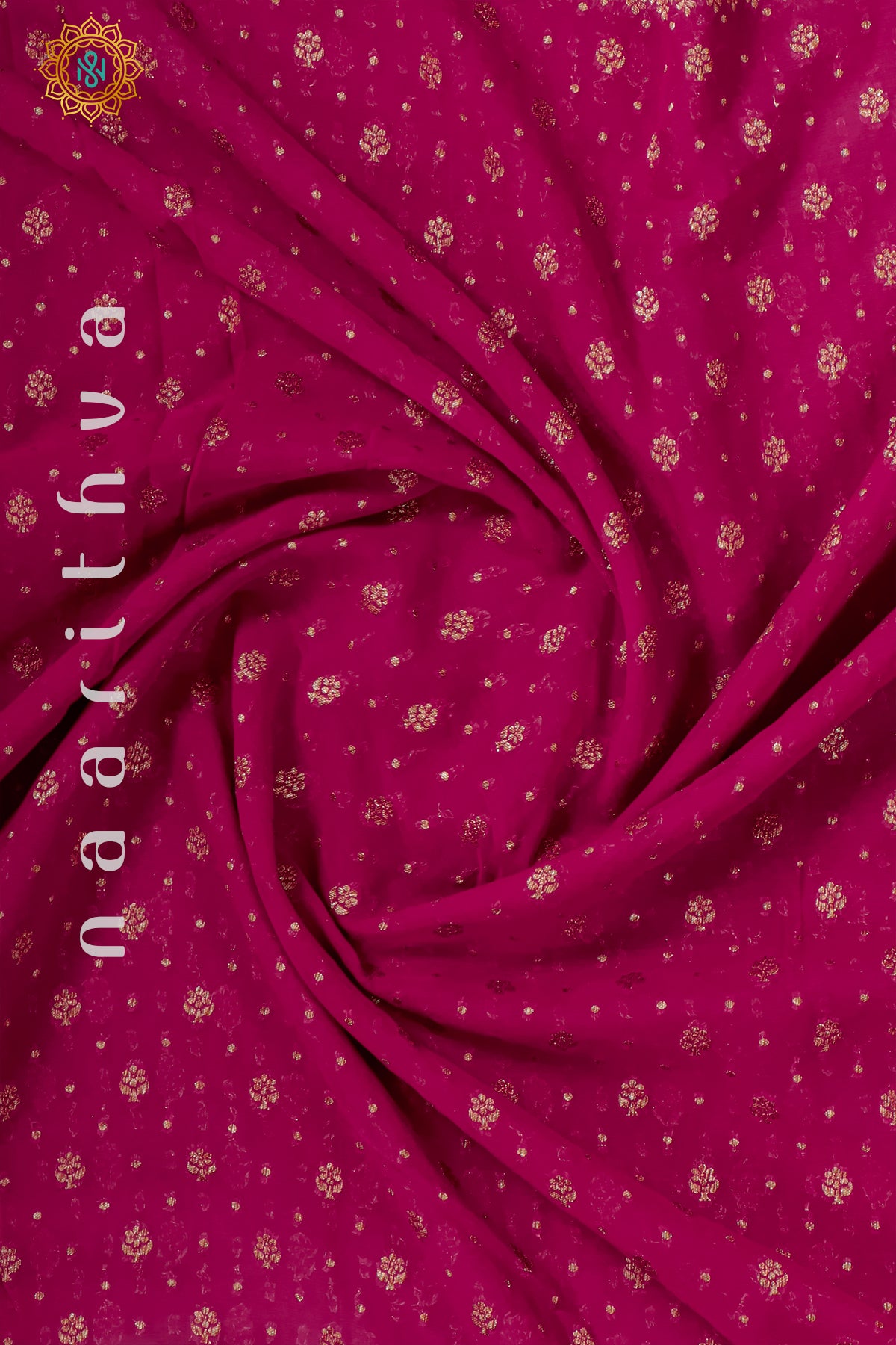 PINK WITH BLUE WITH GREEN, NAVY BLUE - PURE HANDLOOM KHADDI GEORGETTE BANARAS