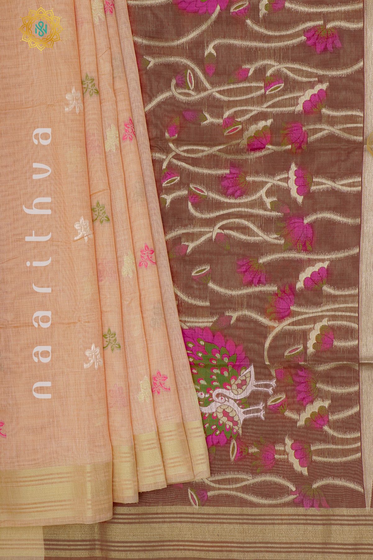 PEACH WITH BROWN - MOONGA COTTON