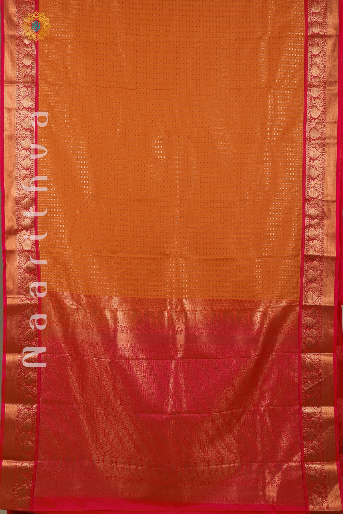 ORANGE WITH PINK - SEMI KANCHI WITH CONTRAST BORDER