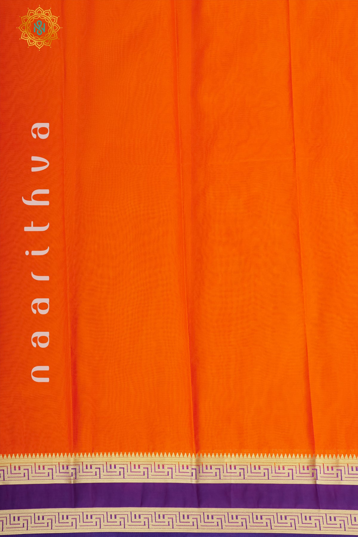 ORANGE WITH PURPLE - SEMI MYSORE CREPE SILK