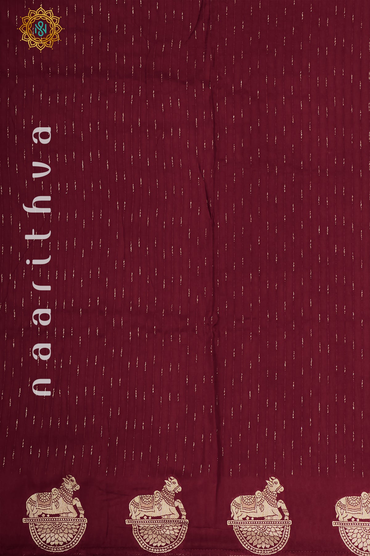 MAROON WITH GREEN - DOLA SILK