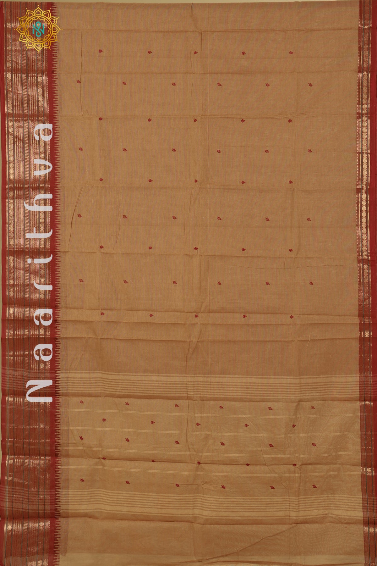 BROWN WITH MAROON - CHETTINAD COTTON