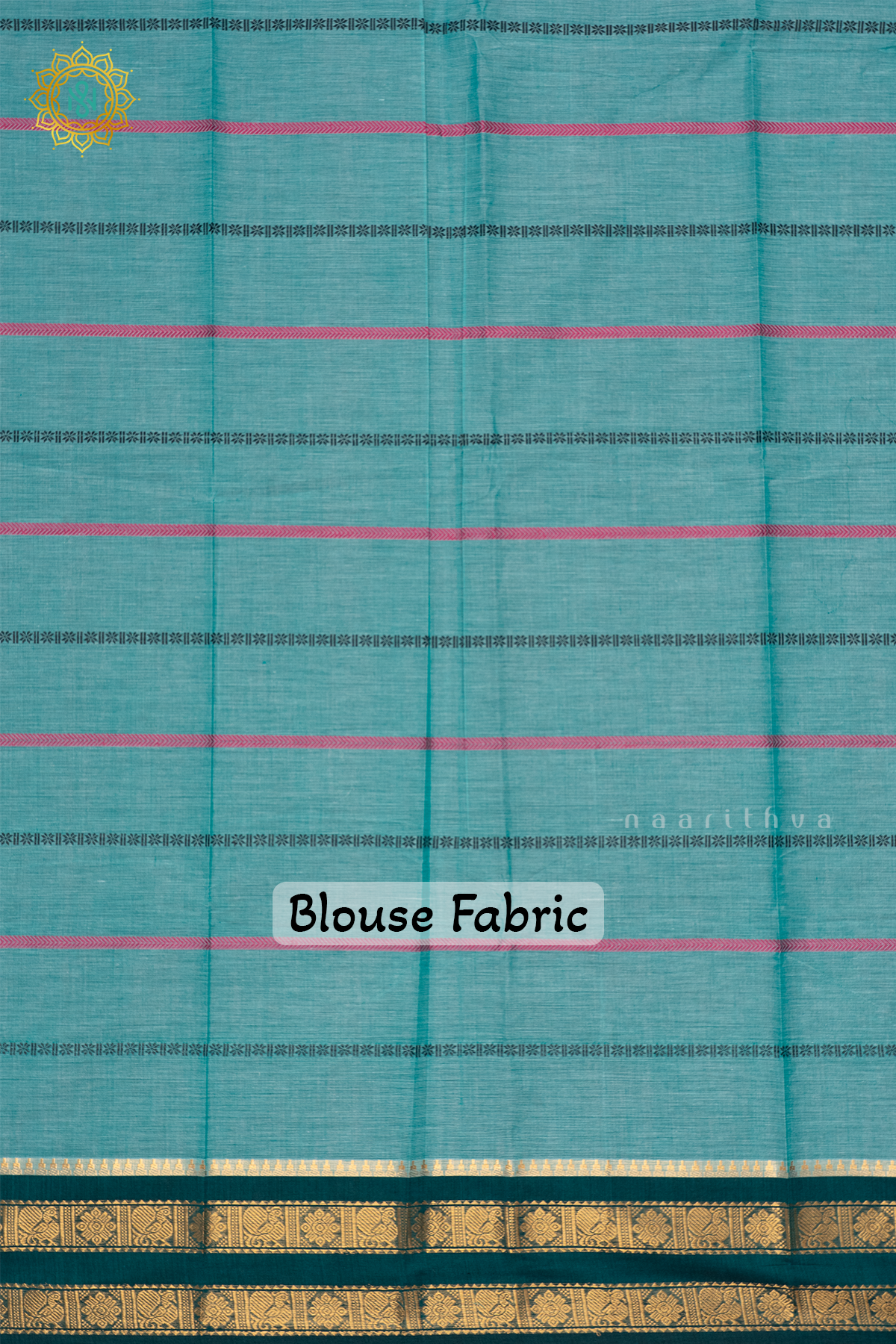 AQUA BLUE WITH PEACOCK GREEN - CHETTINAD COTTON