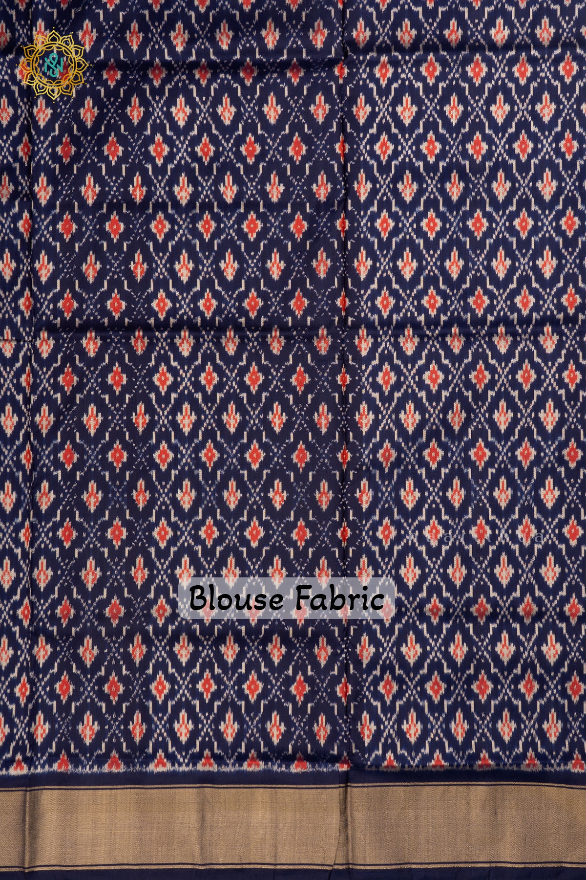 Navy Blue Ikkat Pure Silk Saree with Patola Printed Body and Zari Border