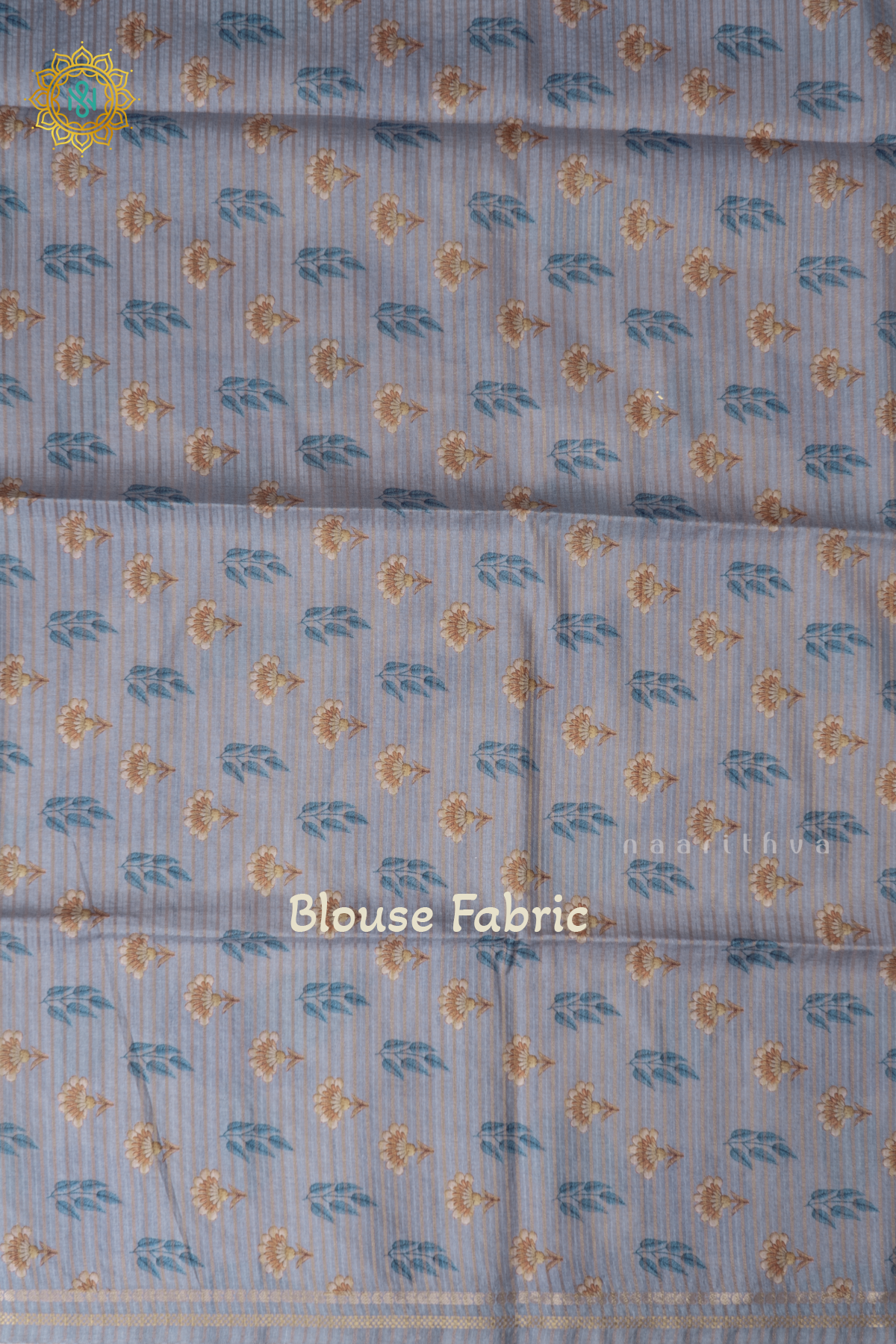 Off White With Grey Semi Tussar Silk Saree With Allover Leaf Prints On The Body With Contrast Pallu