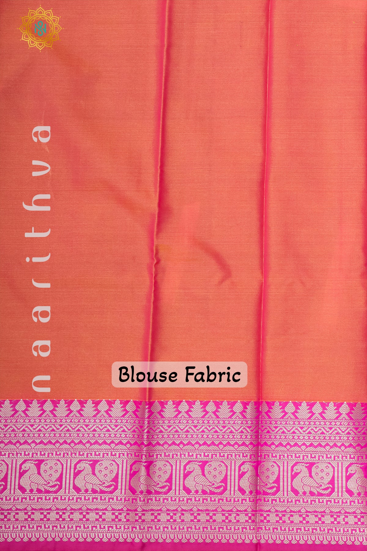 GREEN WITH ORANGE & PINK - SILK COTTON