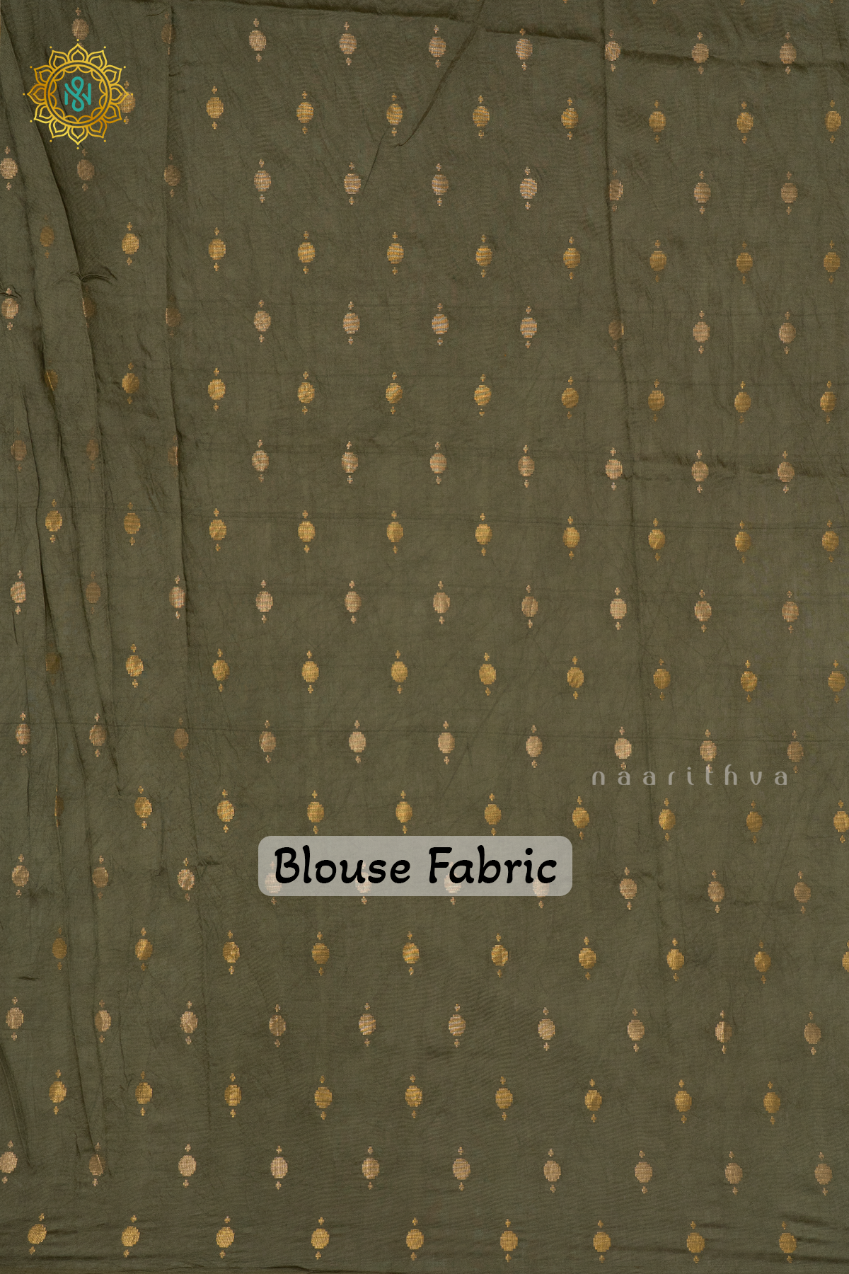 BEIGE WITH OILVE GREEN - SEMI CREPE SILK