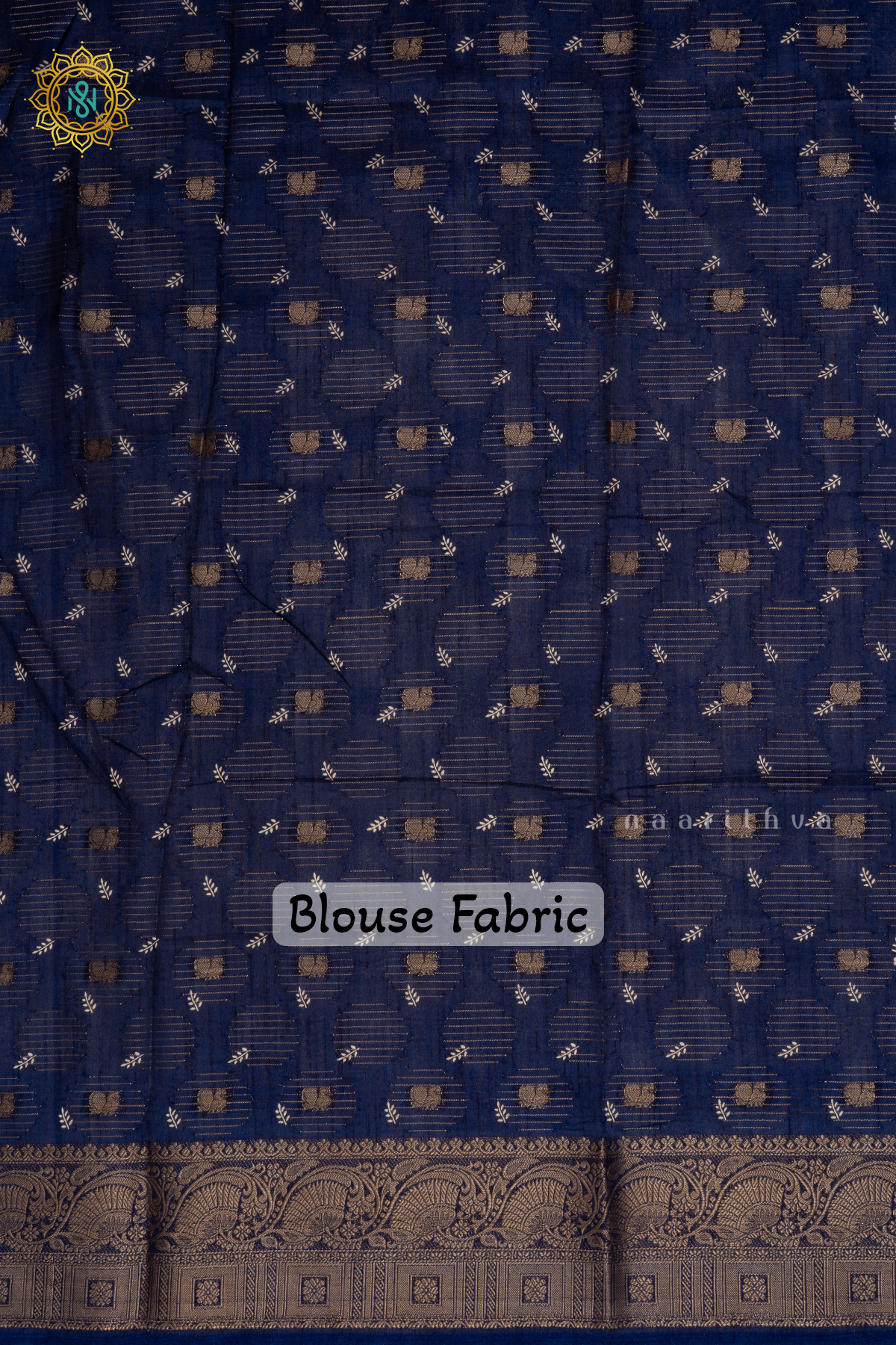 NAVY BLUE - DOLA SILK SAREE WITH PRINTED BODY AND ZARI BORDER